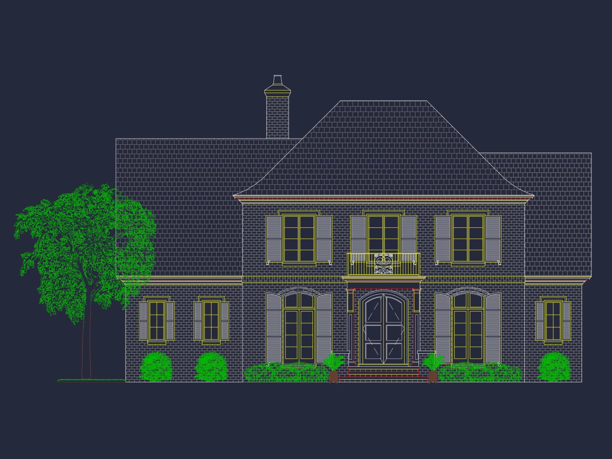 French Country house Plan with Spacious Floor Design & CAD