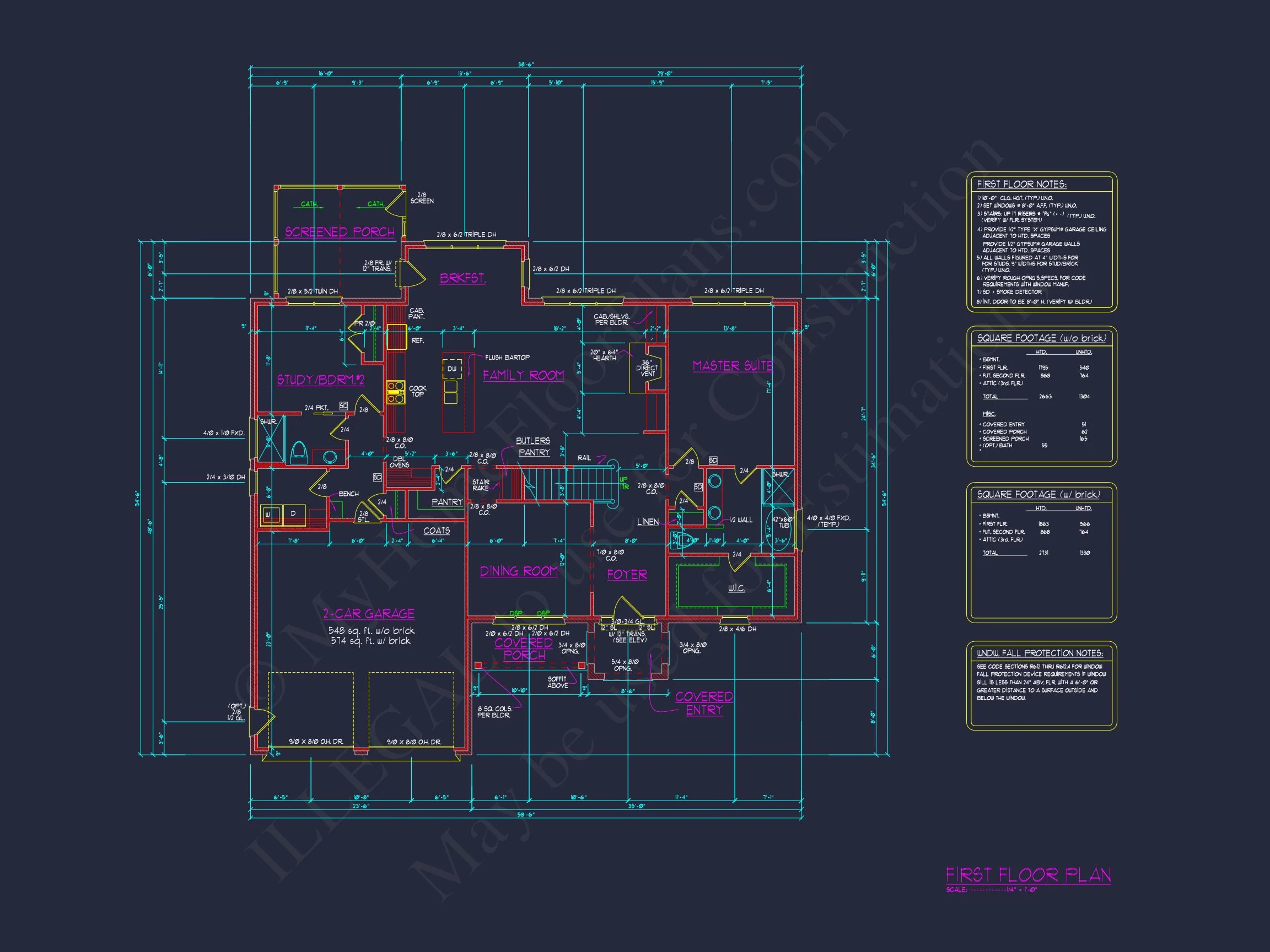 16-1688 HOUSE PLAN - Traditional Home Plan - 3-Bed, 2-Bath, 2,150 SF 6 Stylish house Plan Featuring Open Floor Plan with Study