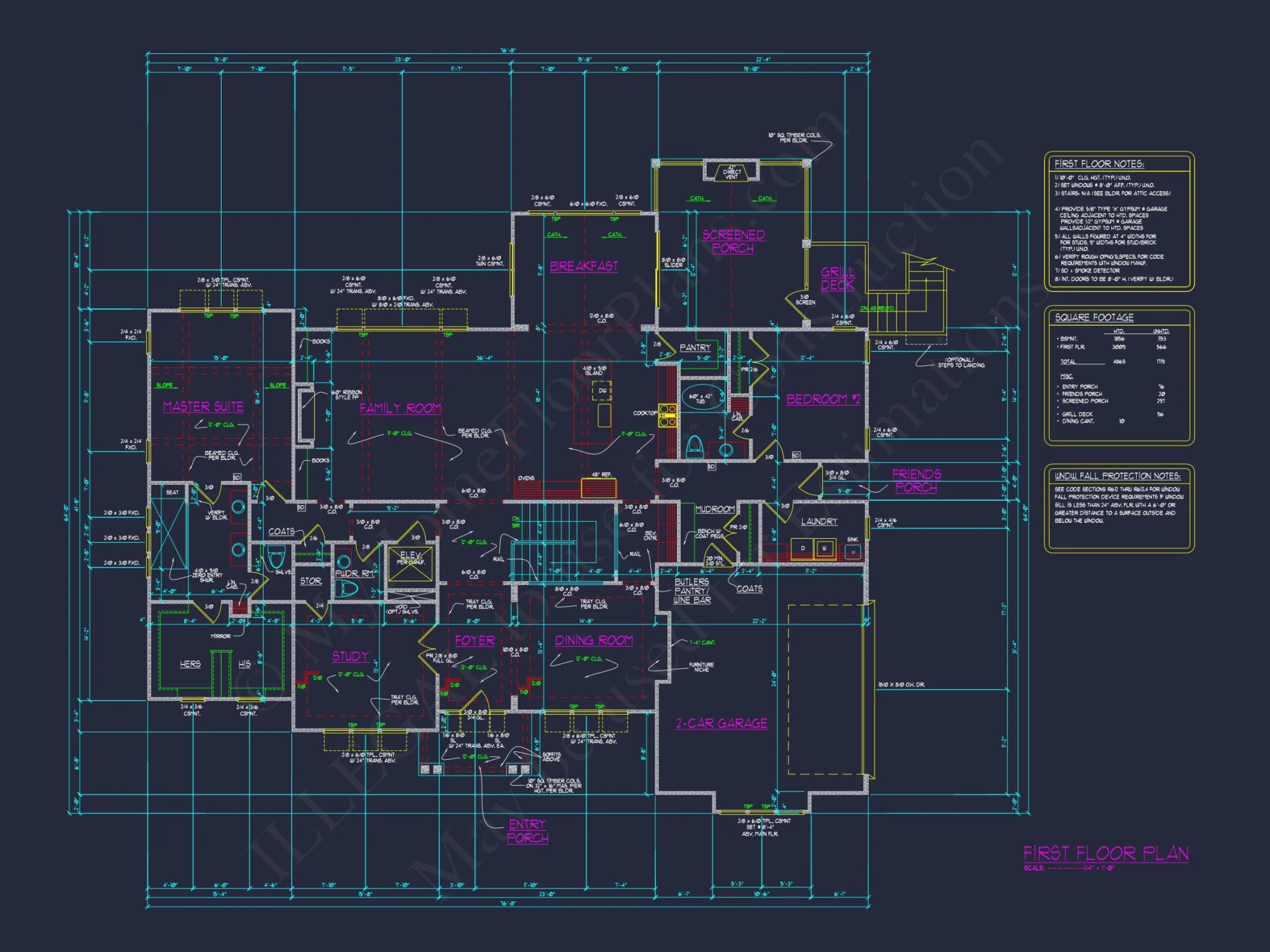Spacious house Plan With 4 Bedrooms, CAD Designs & Blueprints
