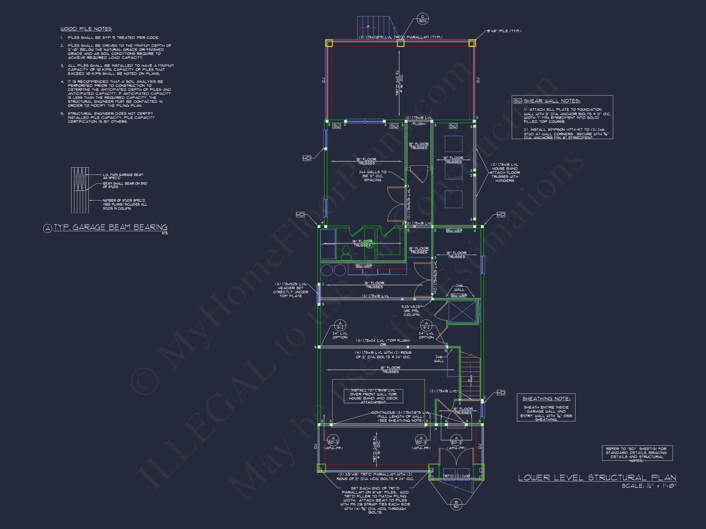 Modern Beach house Plan with CAD Designs and 3 Floor Layouts