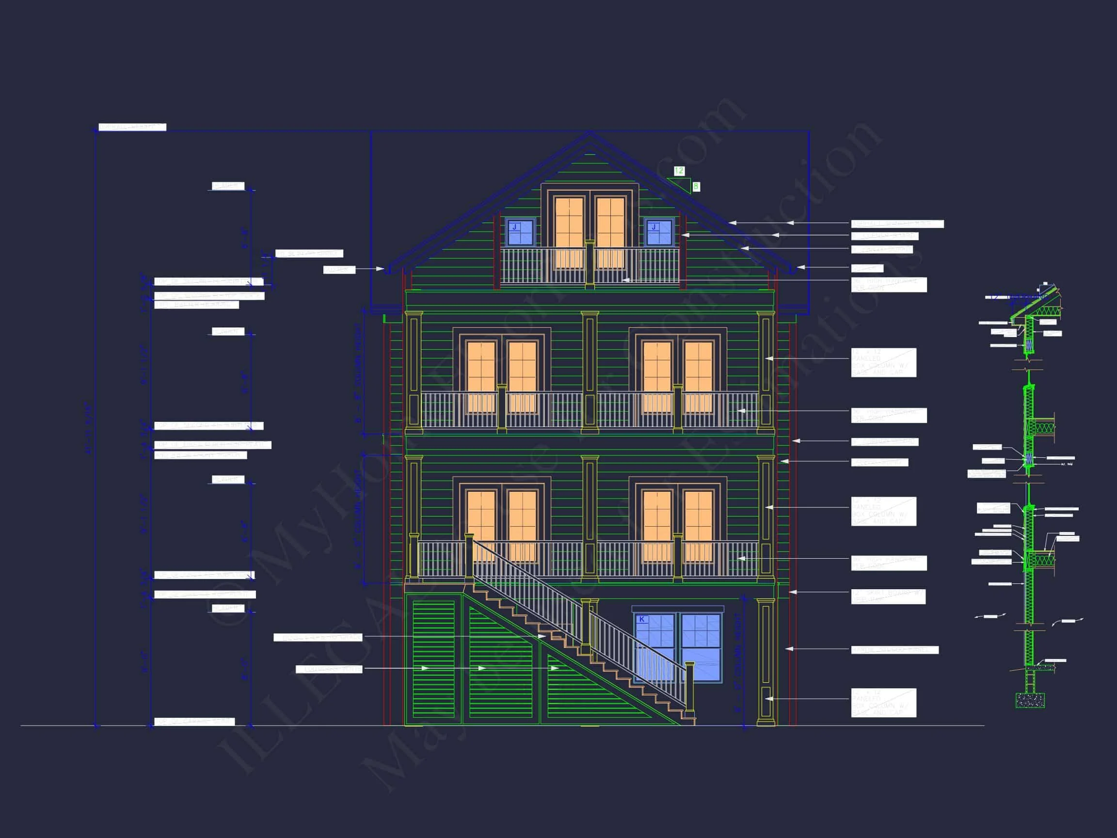 Modern Beach house Plan with CAD Designs and 3 Floor Layouts