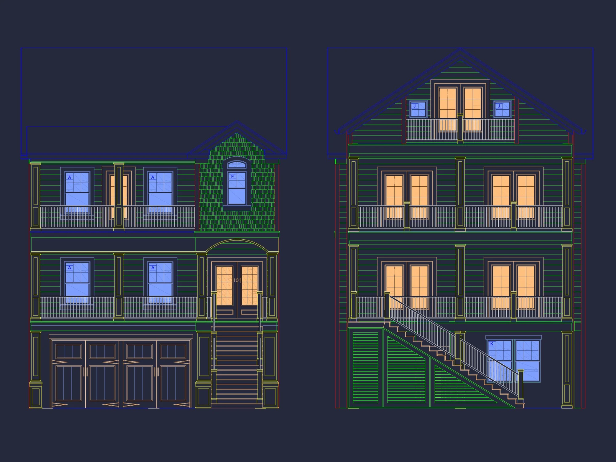 Modern Beach house Plan with CAD Designs and 3 Floor Layouts