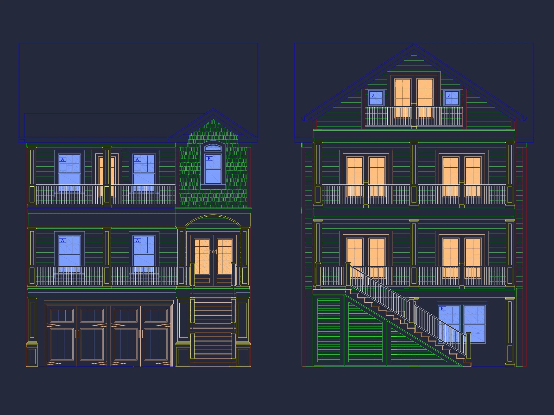 Modern Beach house Plan with CAD Designs and 3 Floor Layouts