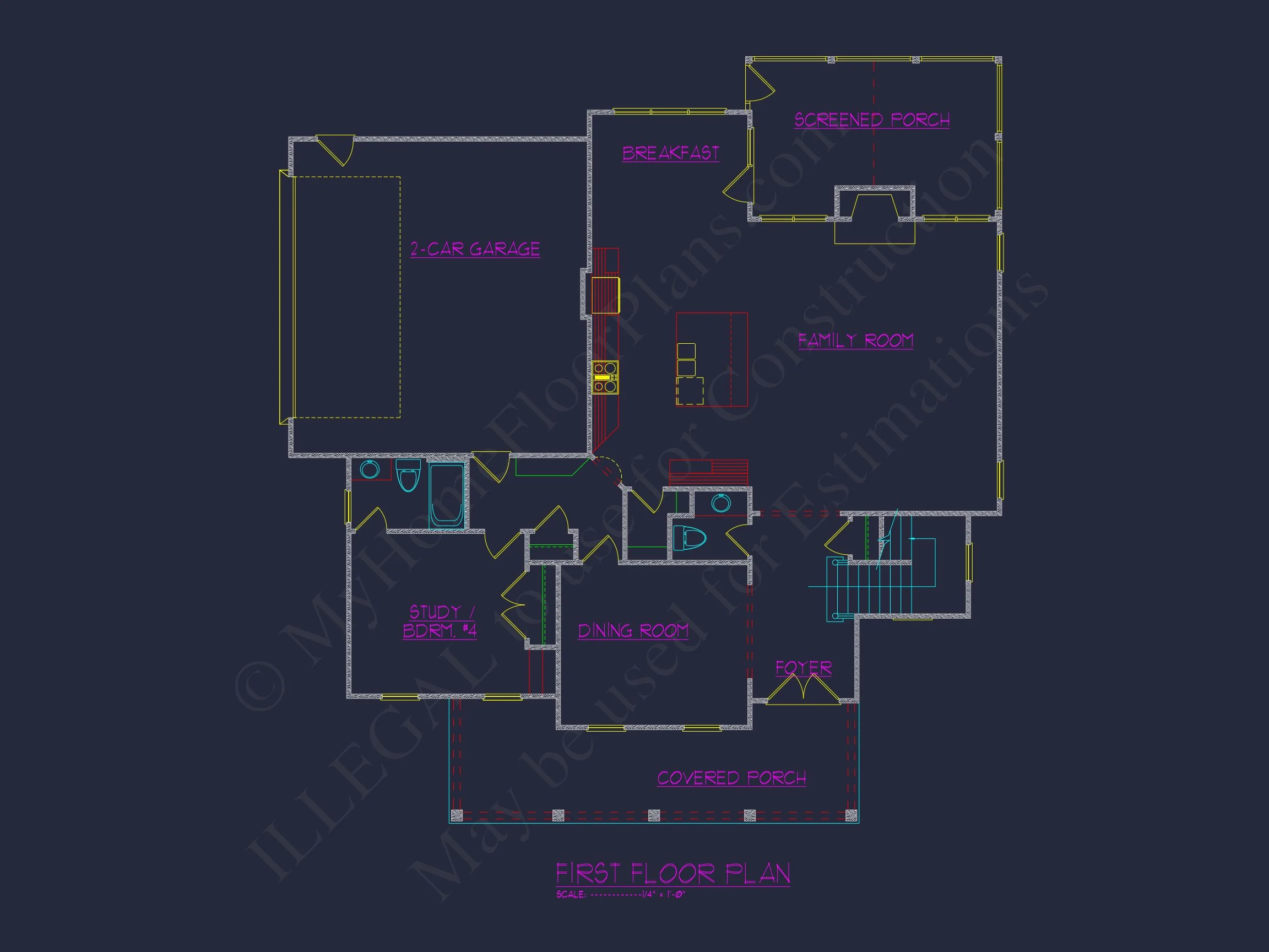 16-1465 HOUSE PLAN - Traditional Colonial Home Plan - 4-Bed, 3-Bath, 3,246 SF 4 Spacious 4-Bedroom house Plan with Stunning Blueprint Designs
