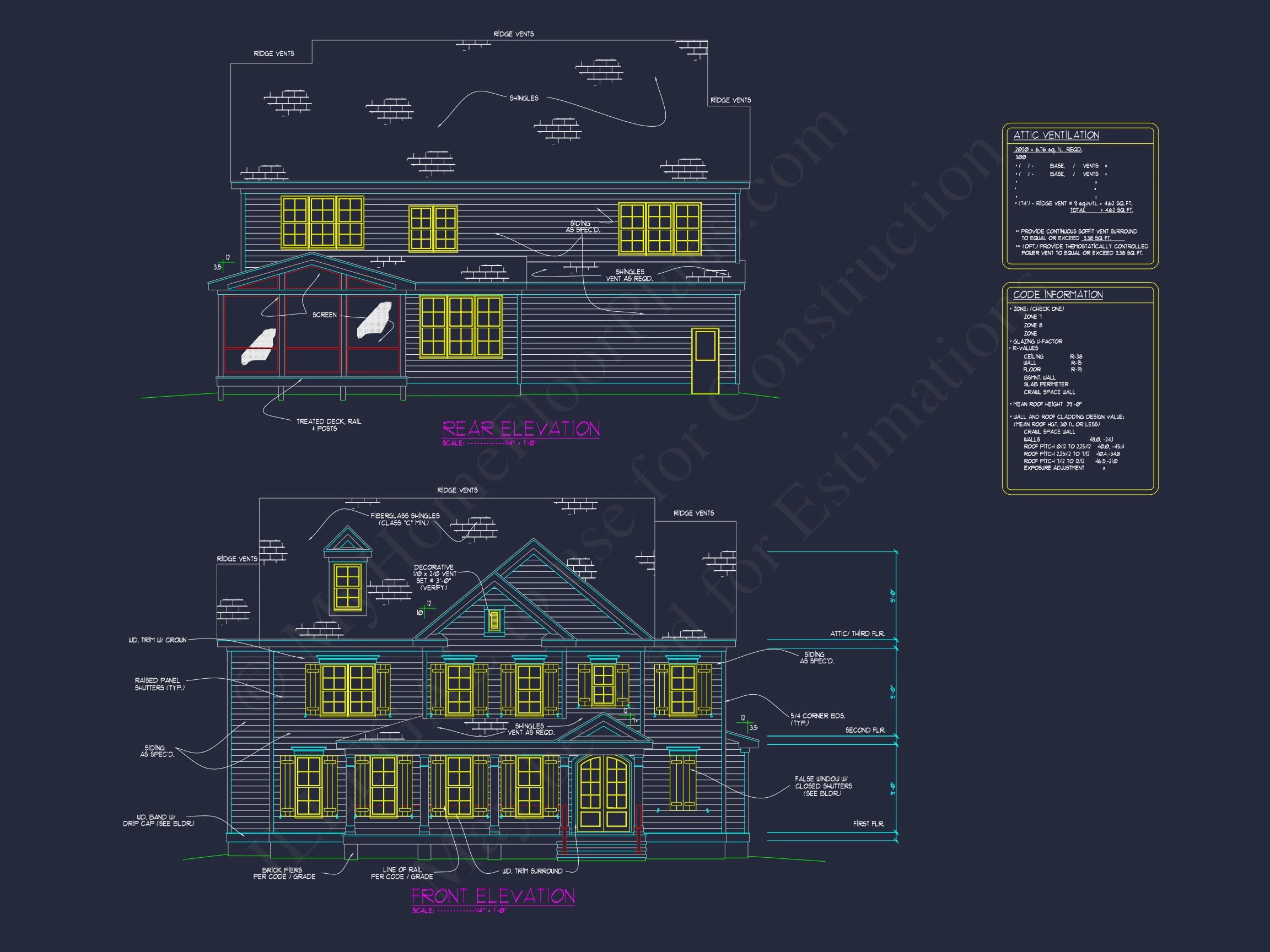 16-1465 HOUSE PLAN - Traditional Colonial Home Plan - 4-Bed, 3-Bath, 3,246 SF 2 Spacious 4-Bedroom house Plan with Stunning Blueprint Designs