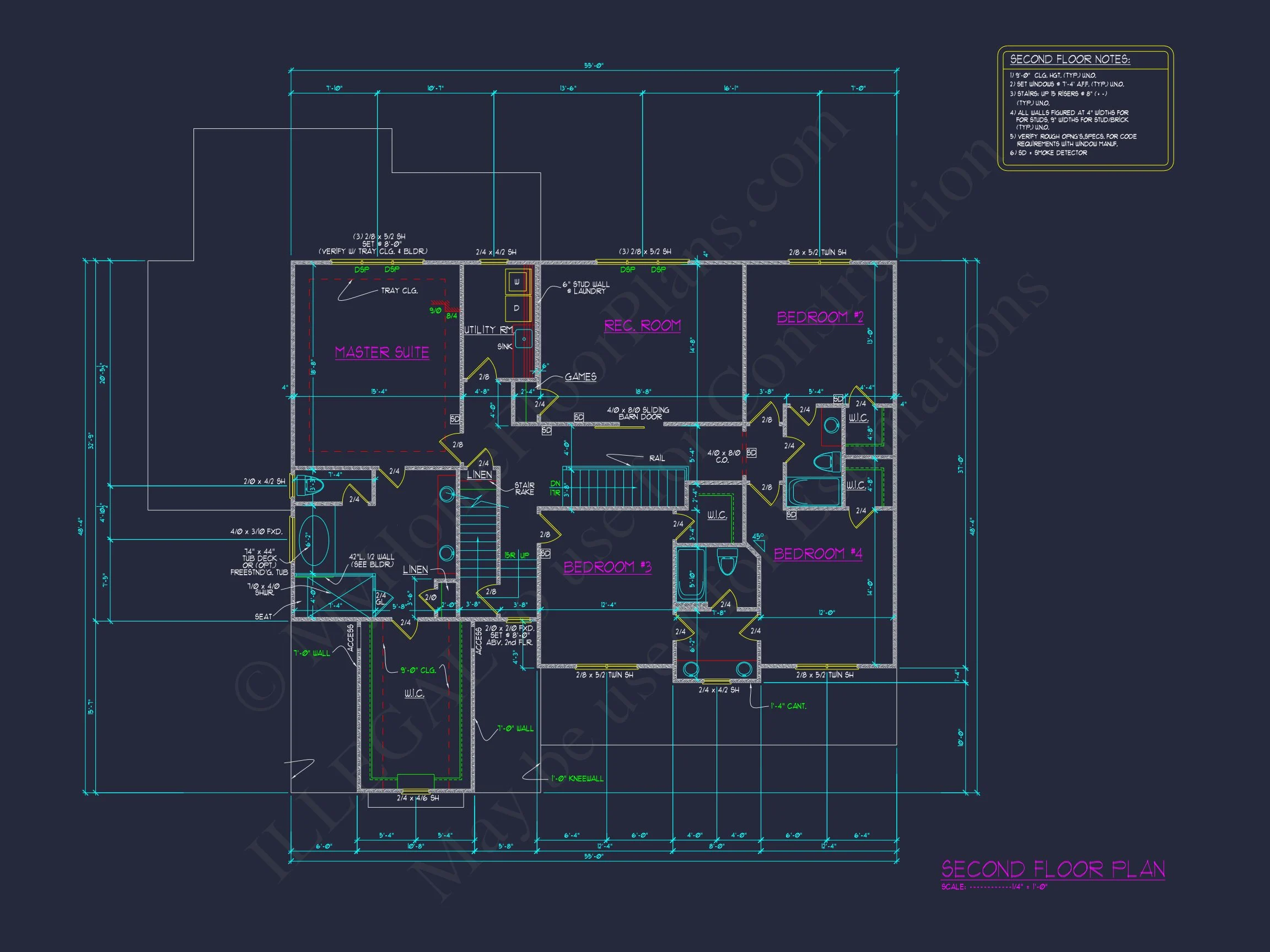 16-1344 HOUSE PLAN - Modern Farmhouse Plan - 4-Bed, 3.5-Bath, 2,850 SF 8 Custom house Plan with 5 Beds, Open Floor Plan & CAD Designs