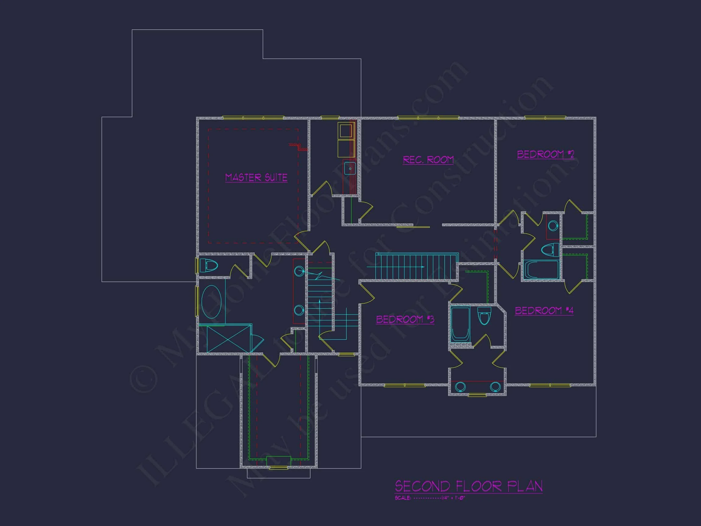 16-1344 HOUSE PLAN - Modern Farmhouse Plan - 4-Bed, 3.5-Bath, 2,850 SF 5 Custom house Plan with 5 Beds, Open Floor Plan & CAD Designs