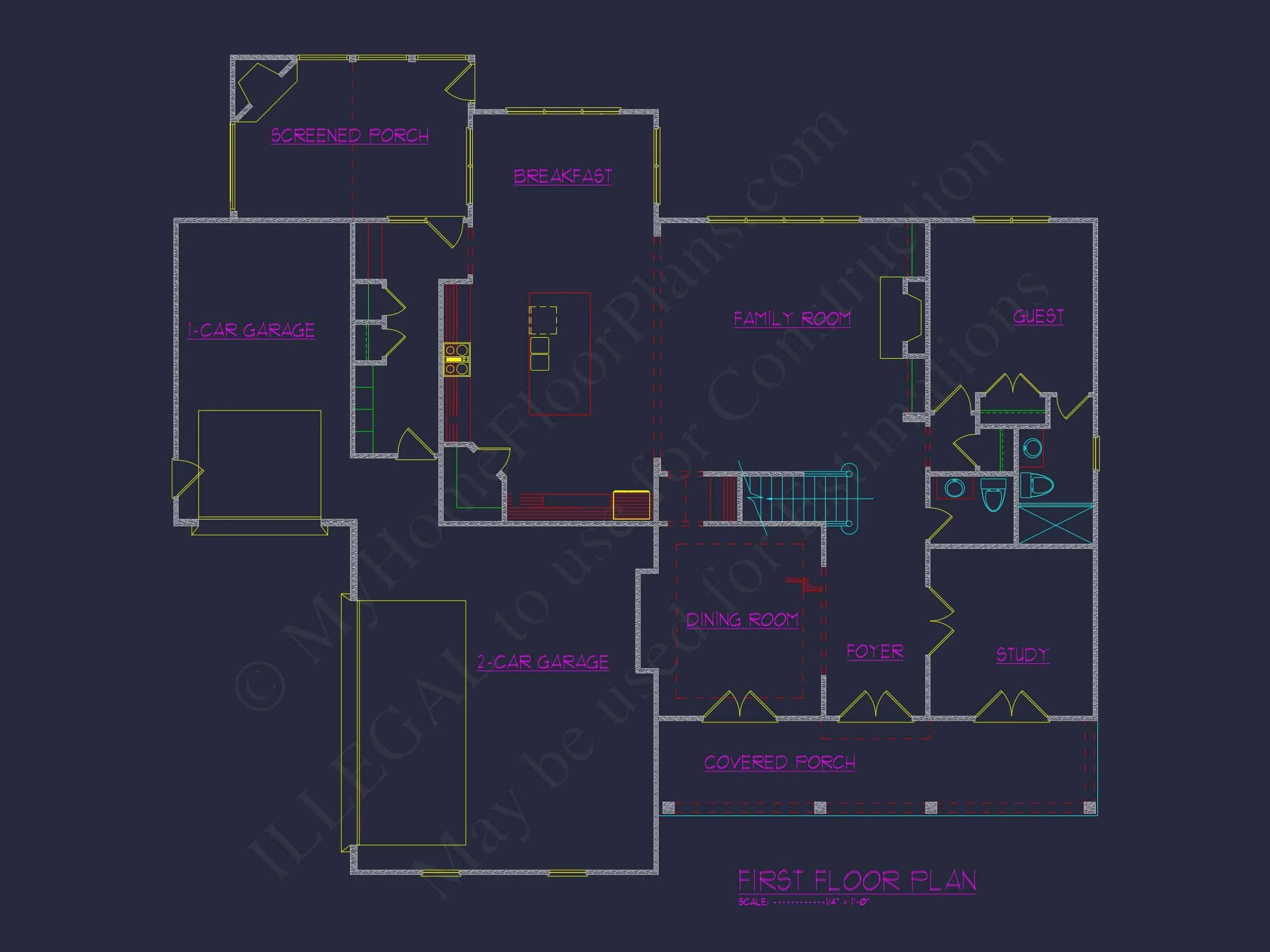 16-1344 HOUSE PLAN - Modern Farmhouse Plan - 4-Bed, 3.5-Bath, 2,850 SF 4 Custom house Plan with 5 Beds, Open Floor Plan & CAD Designs
