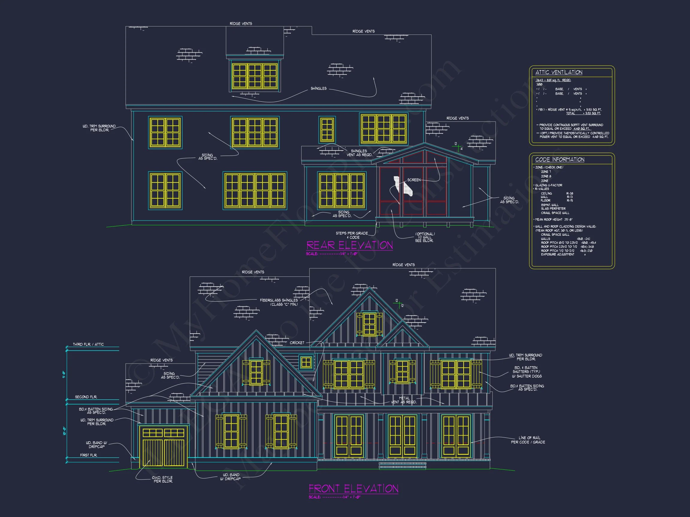 16-1344 HOUSE PLAN - Modern Farmhouse Plan - 4-Bed, 3.5-Bath, 2,850 SF 2 Custom house Plan with 5 Beds, Open Floor Plan & CAD Designs
