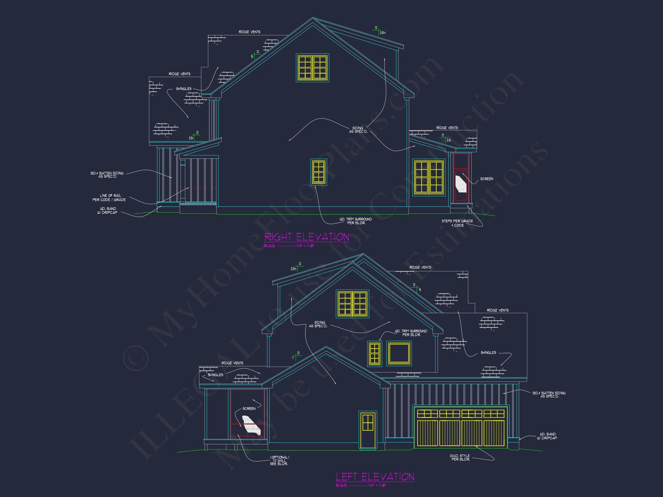 16-1344 HOUSE PLAN - Modern Farmhouse Plan - 4-Bed, 3.5-Bath, 2,850 SF 3 Custom house Plan with 5 Beds, Open Floor Plan & CAD Designs