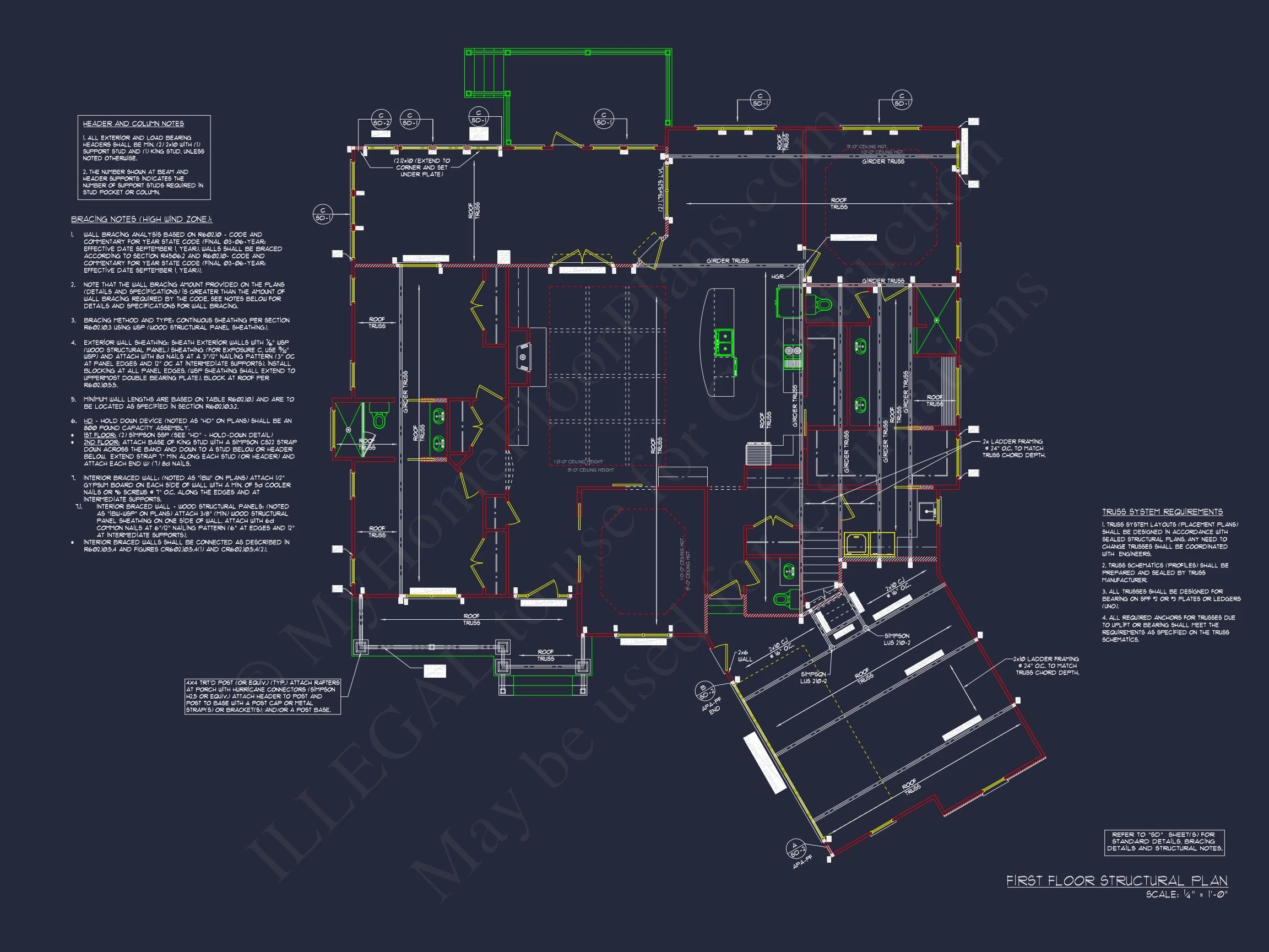 Craftsman house Design Blueprint with 2-Story Floor Plan