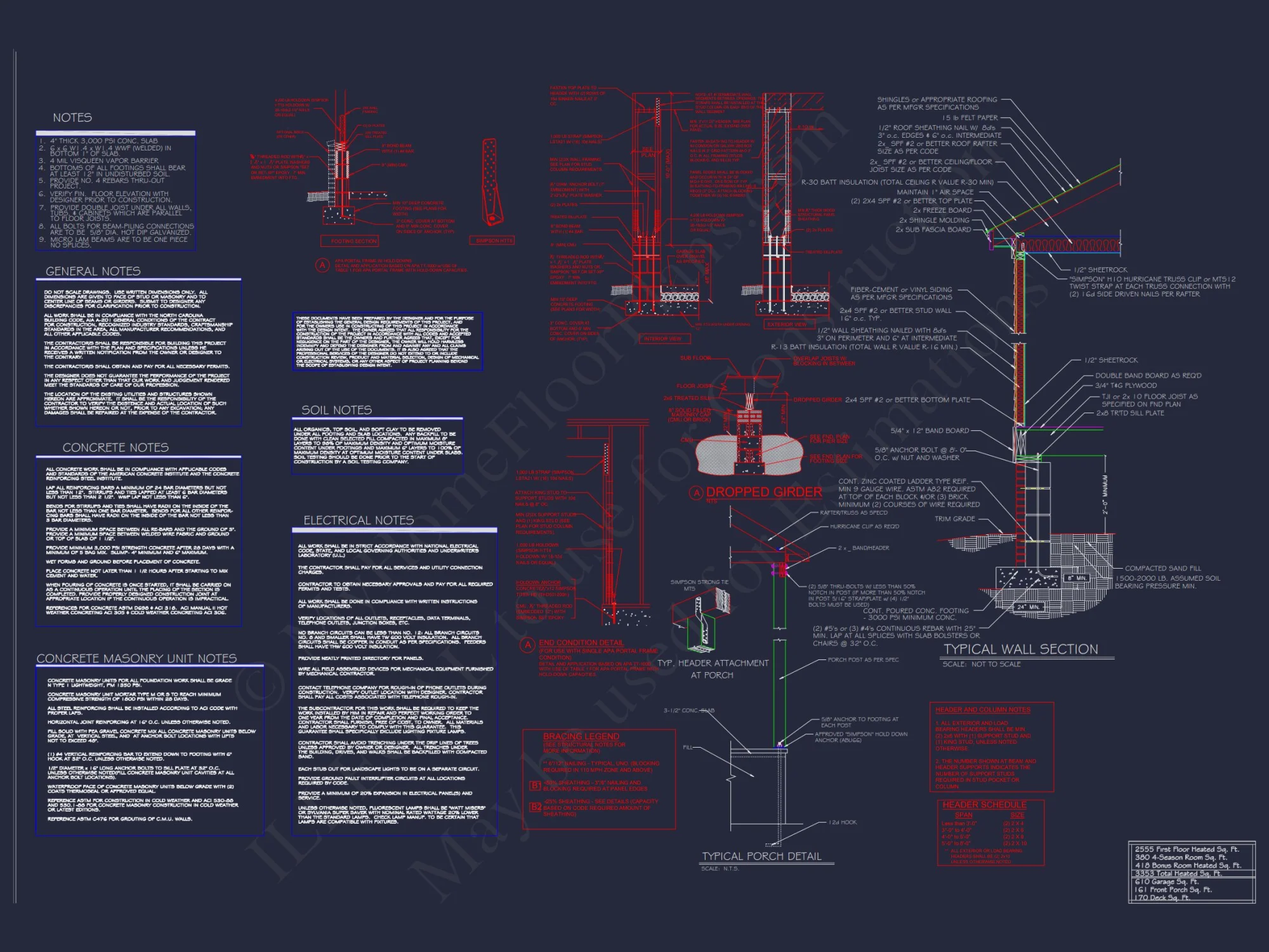 Craftsman house Design Blueprint with 2-Story Floor Plan