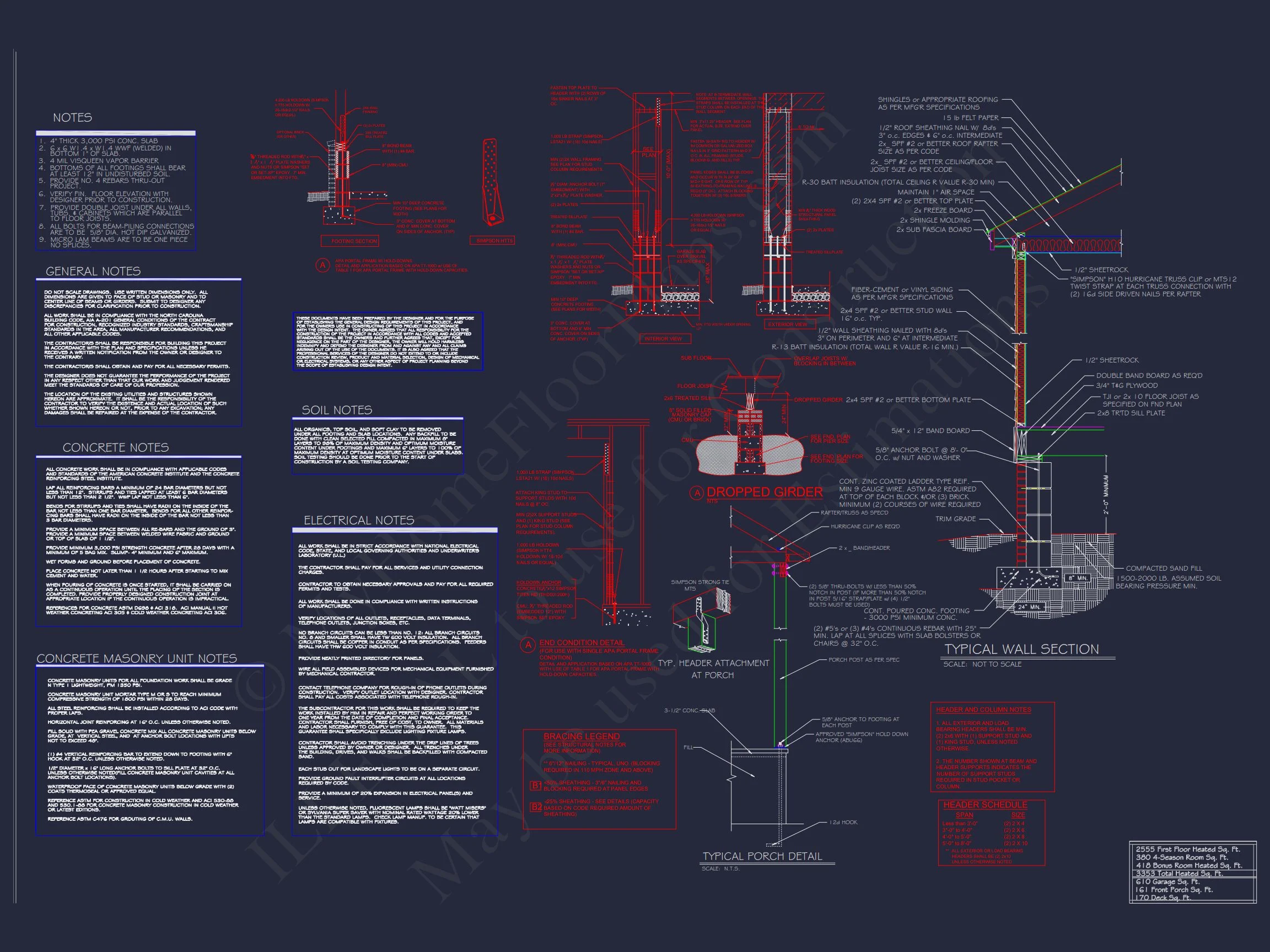 Craftsman house Design Blueprint with 2-Story Floor Plan