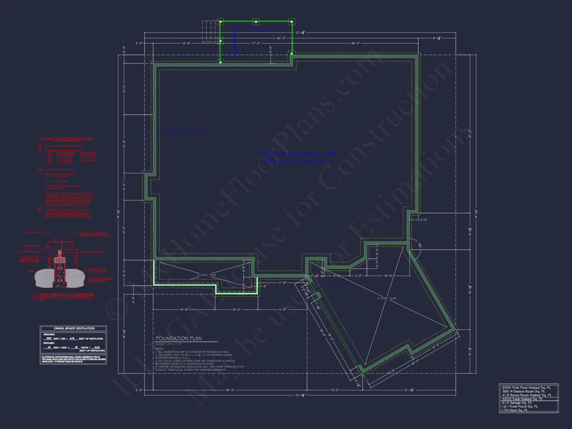 Craftsman house Design Blueprint with 2-Story Floor Plan
