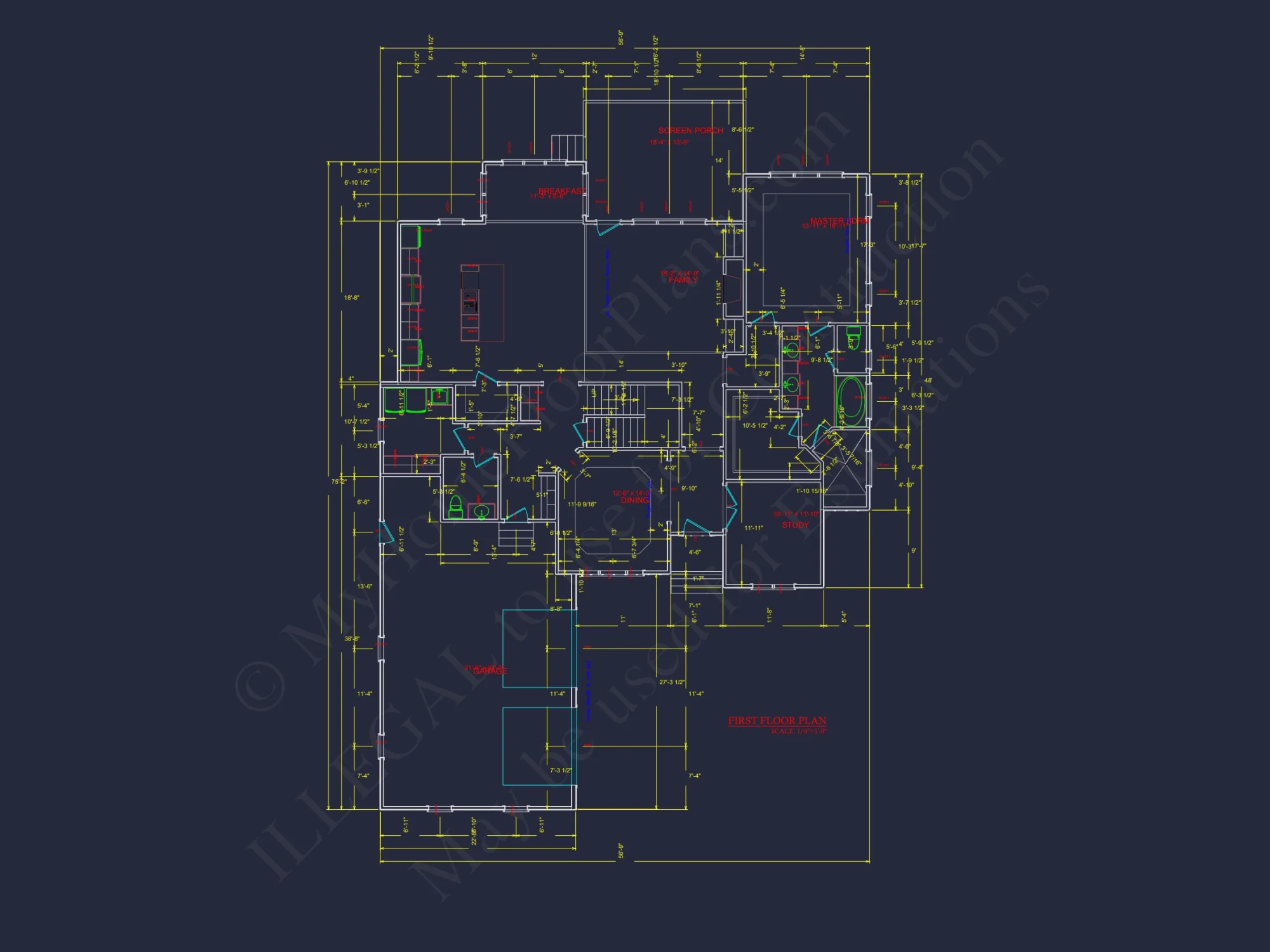 Modern Craftsman house Plan with 4 Bedrooms and CAD Designs