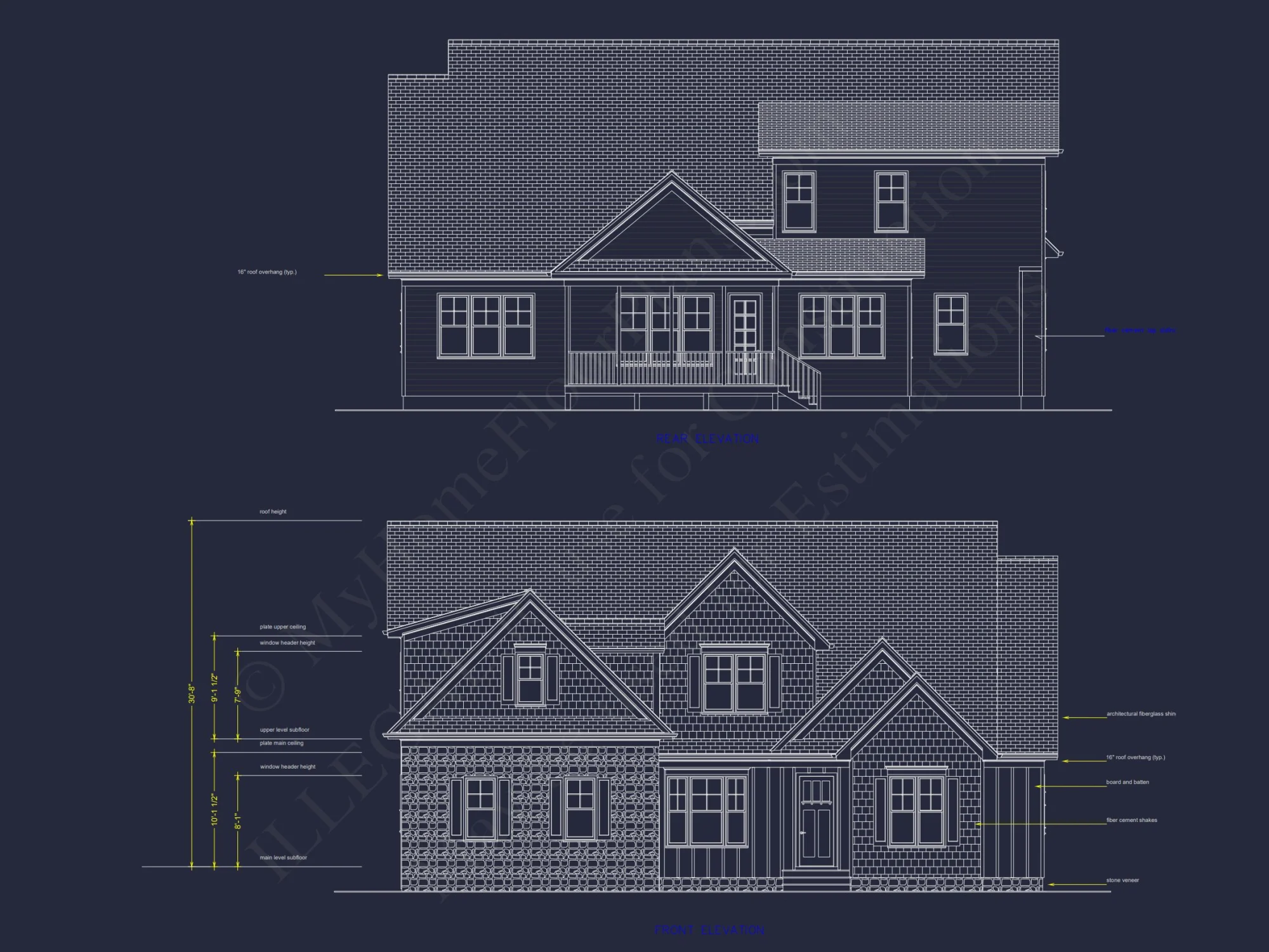 Modern Craftsman house Plan with 4 Bedrooms and CAD Designs