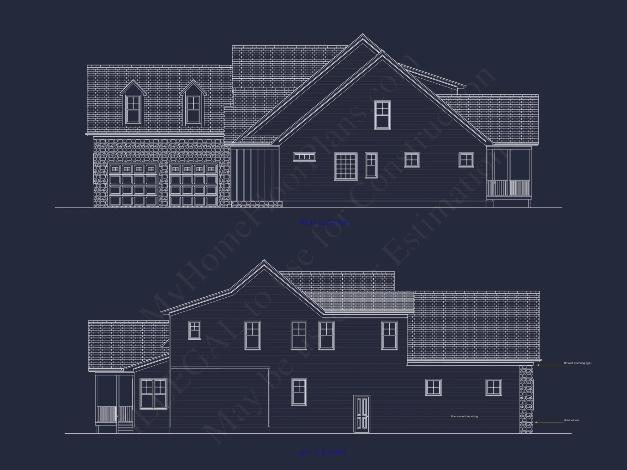Modern Craftsman house Plan with 4 Bedrooms and CAD Designs