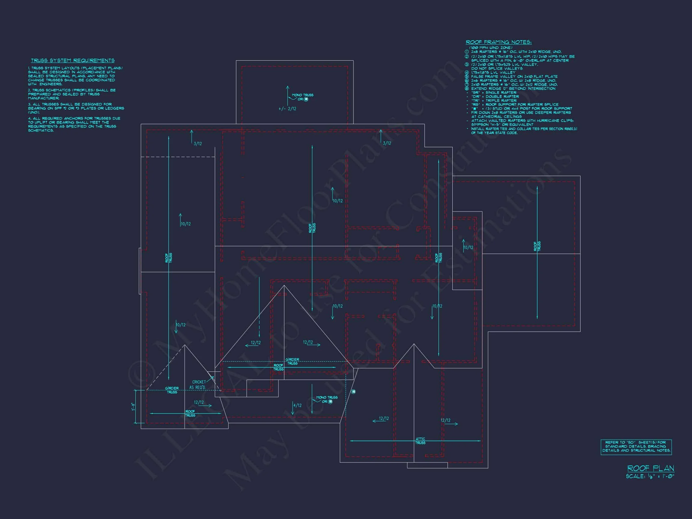 16-1025 HOUSE PLAN - Traditional Craftsman Home Plan - 4-Bed, 3.5-Bath, 3,100 SF 12 Modern 3-Story Floor Plan With CAD Architectural Designs