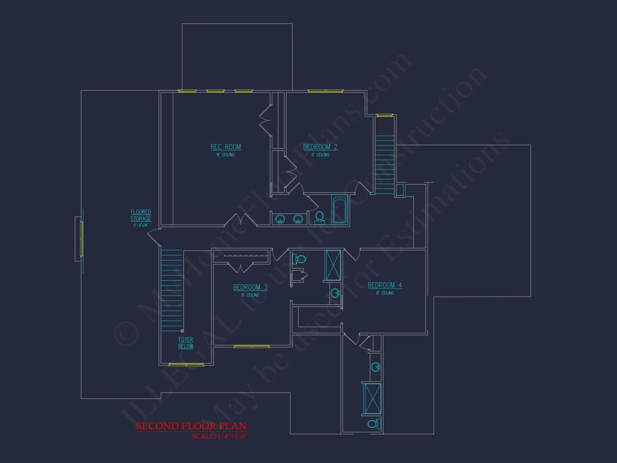 Modern 3-Story Floor Plan With CAD Architectural Designs