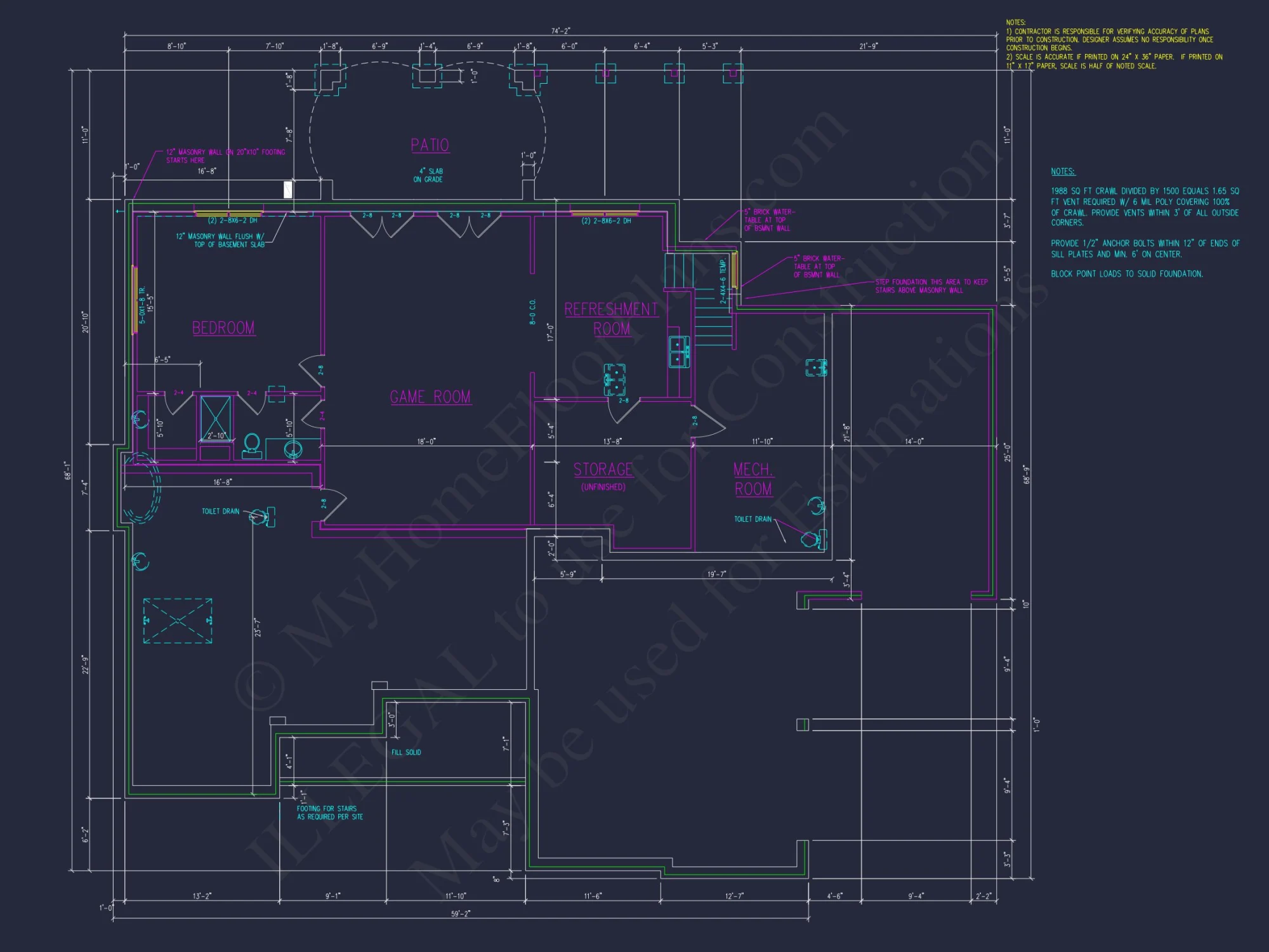 Modern 3-Story Floor Plan With CAD Architectural Designs