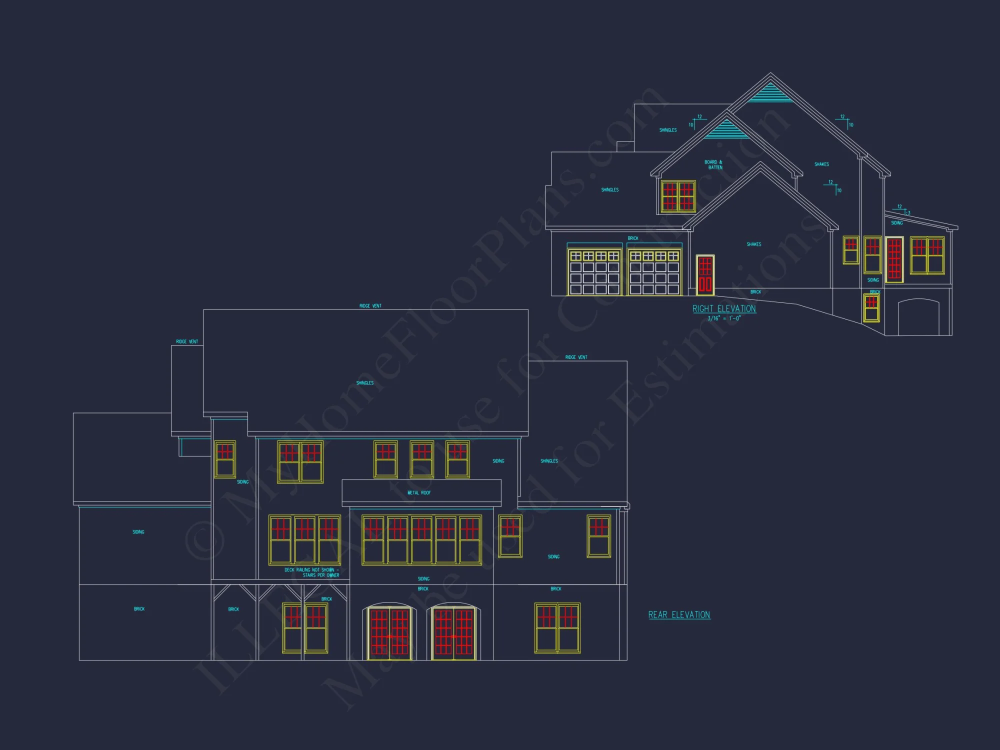Modern 3-Story Floor Plan With CAD Architectural Designs
