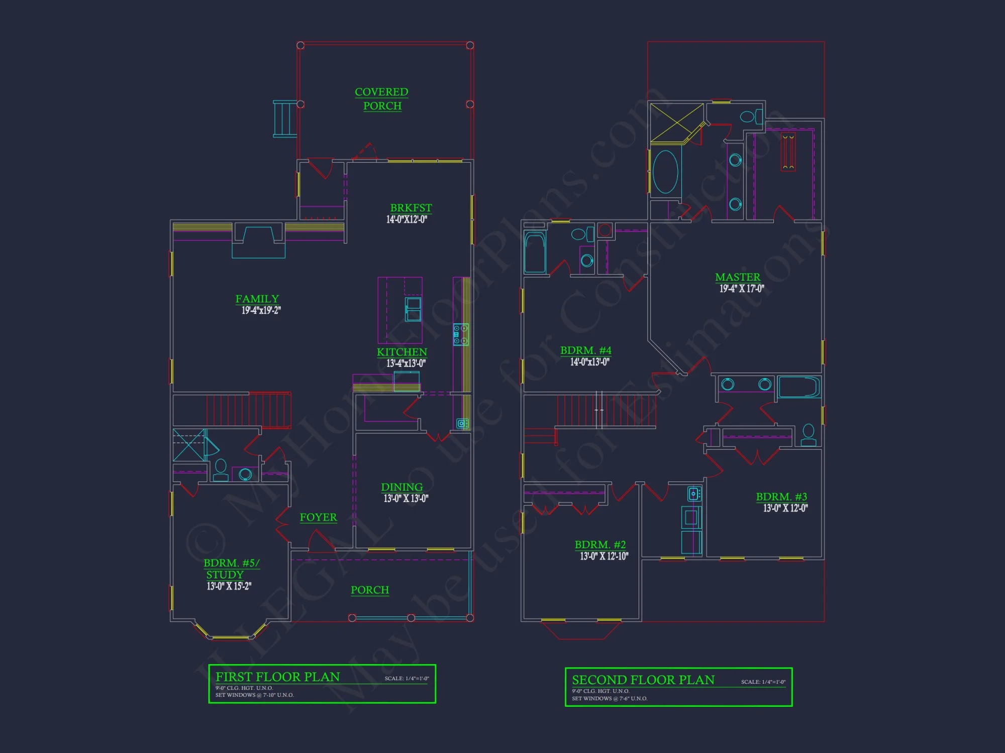 Colonial Farmhouse house Plan - 5 Bed, 4 Bath Floor Blueprint