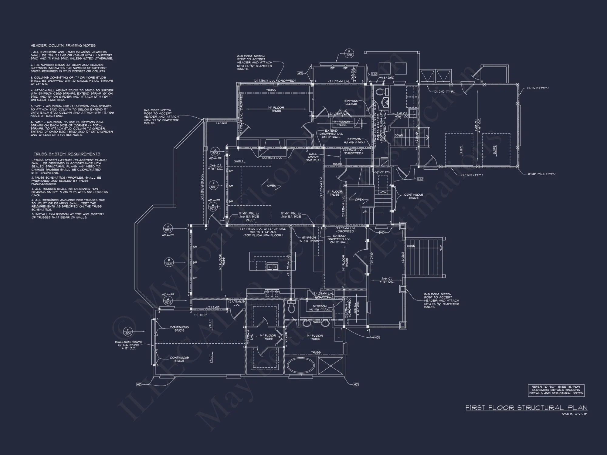 Spacious house Design with 2-Story Floor Plan and Modern Blueprint