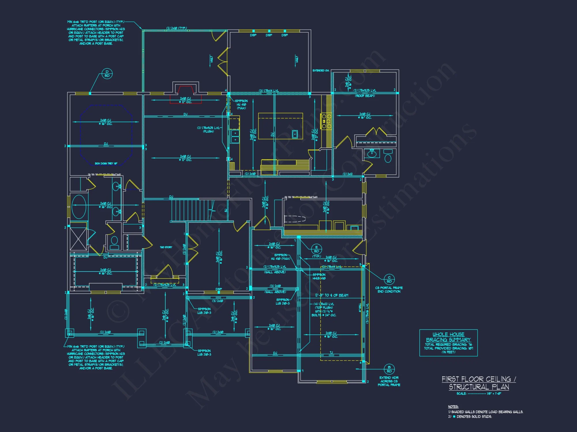 house Architectural CAD Blueprint - Large 4-Bedroom Floor Plan