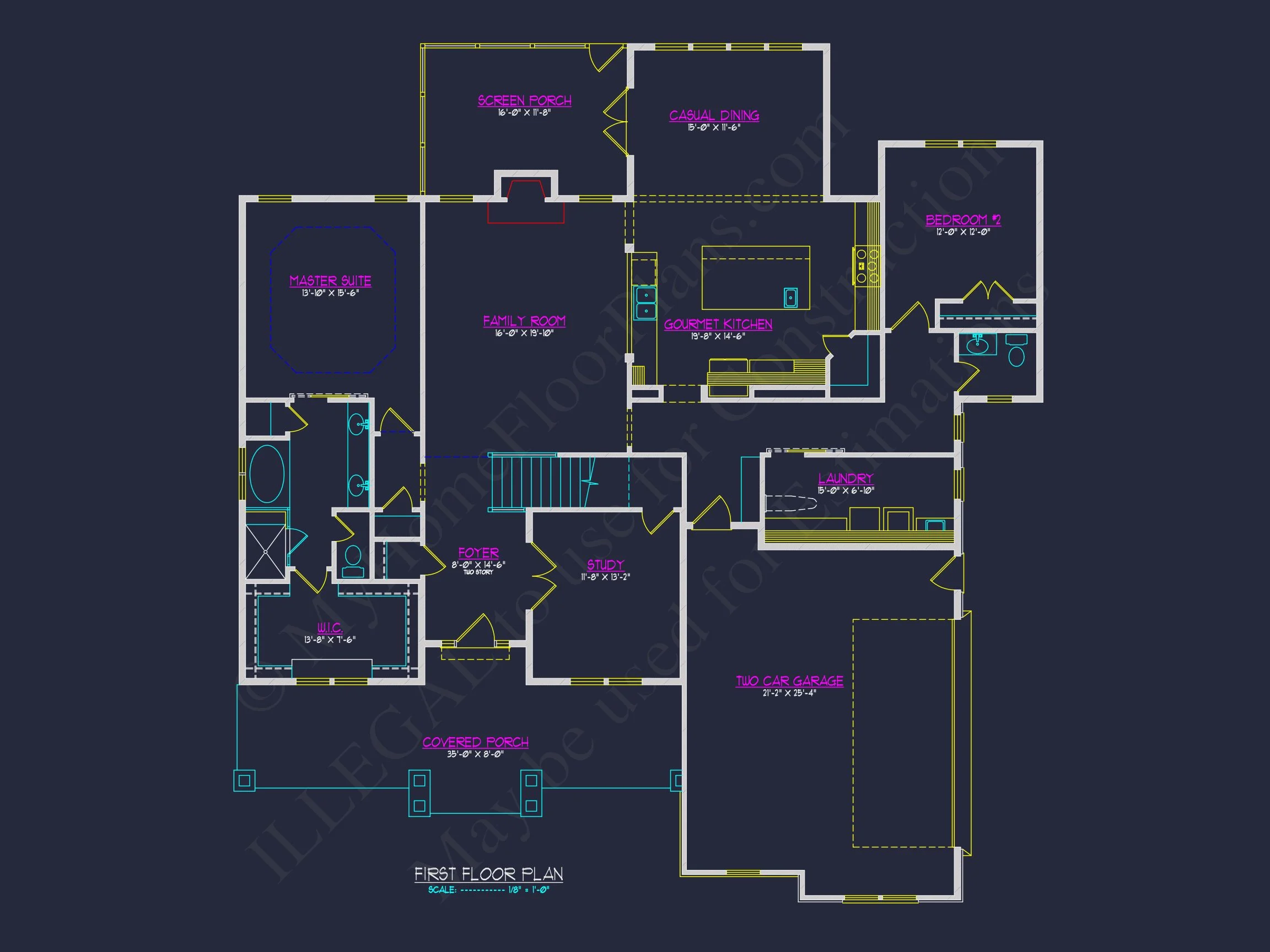 15-1779 HOUSE PLAN - House Architectural CAD Blueprint - Large 4-Bedroom Floor Plan 8 house Architectural CAD Blueprint - Large 4-Bedroom Floor Plan