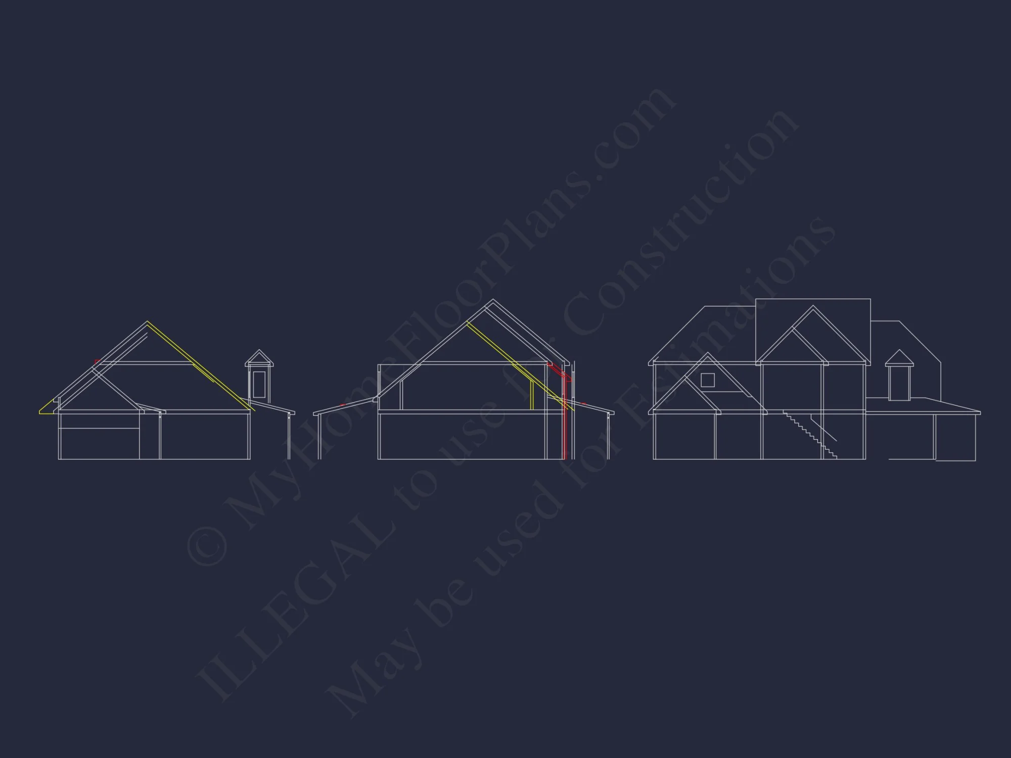house Architectural CAD Blueprint - Large 4-Bedroom Floor Plan