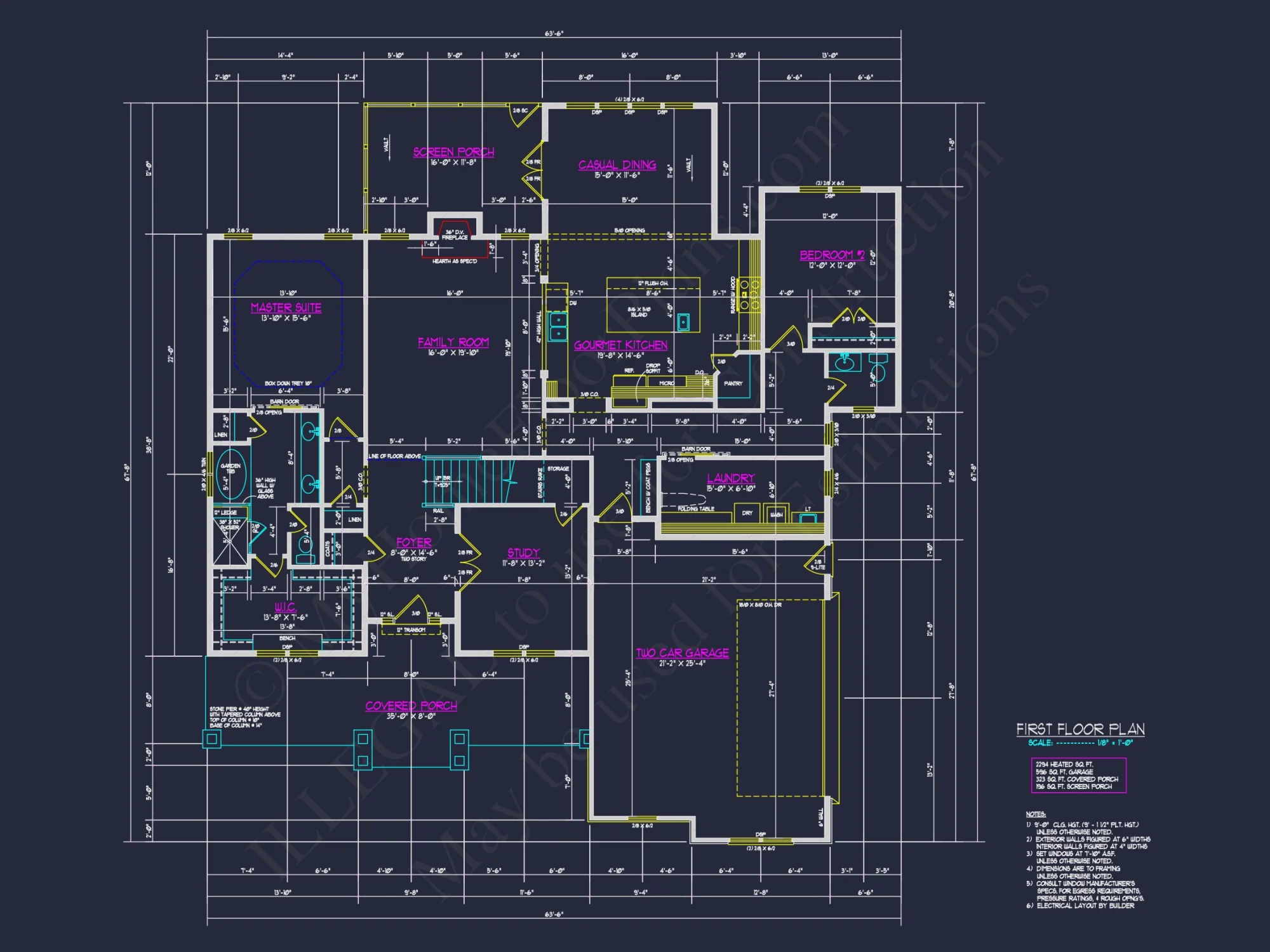 house Architectural CAD Blueprint - Large 4-Bedroom Floor Plan