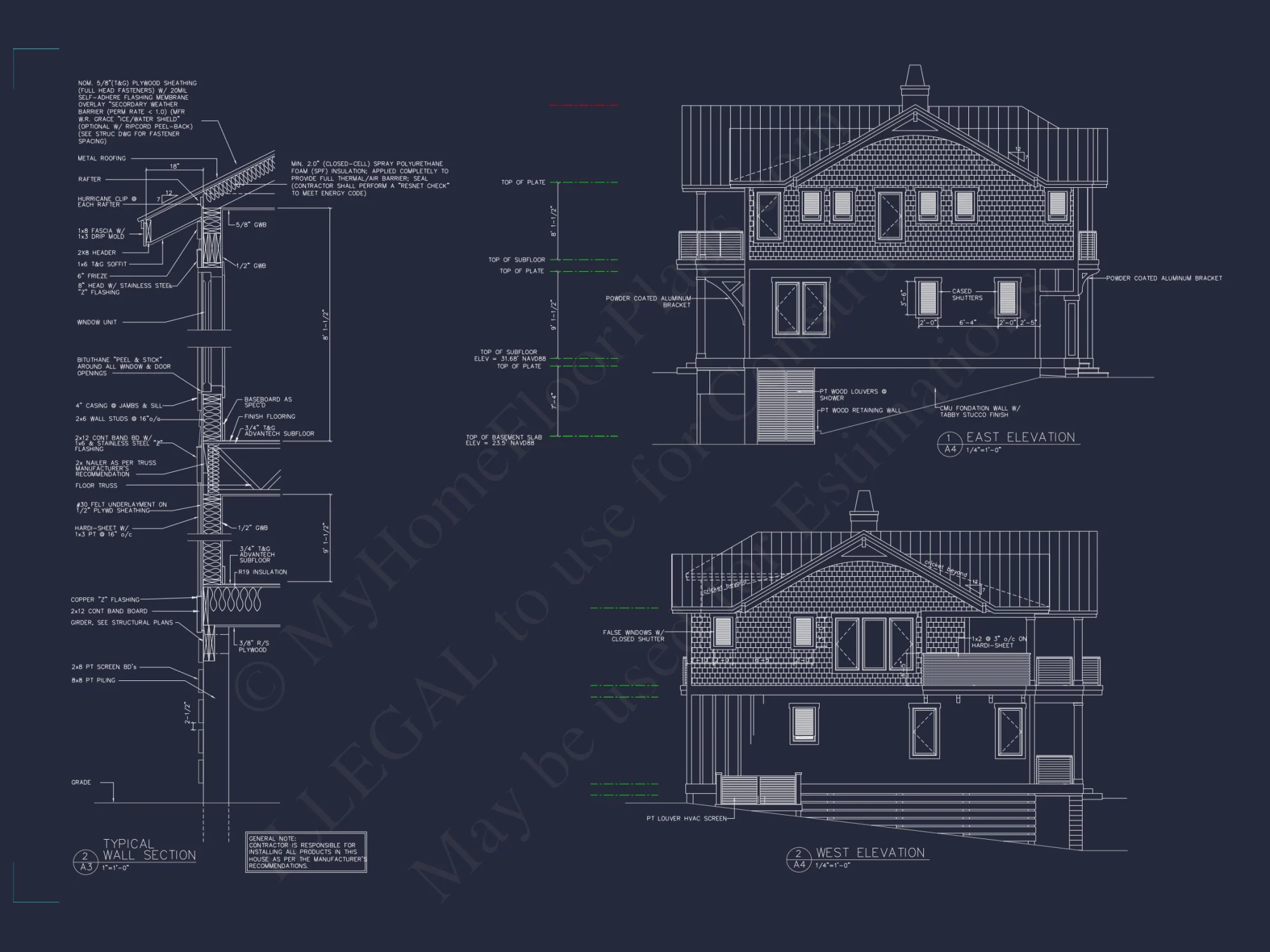 4-Bedroom Coastal house Plan with 2 Floors and Open Design