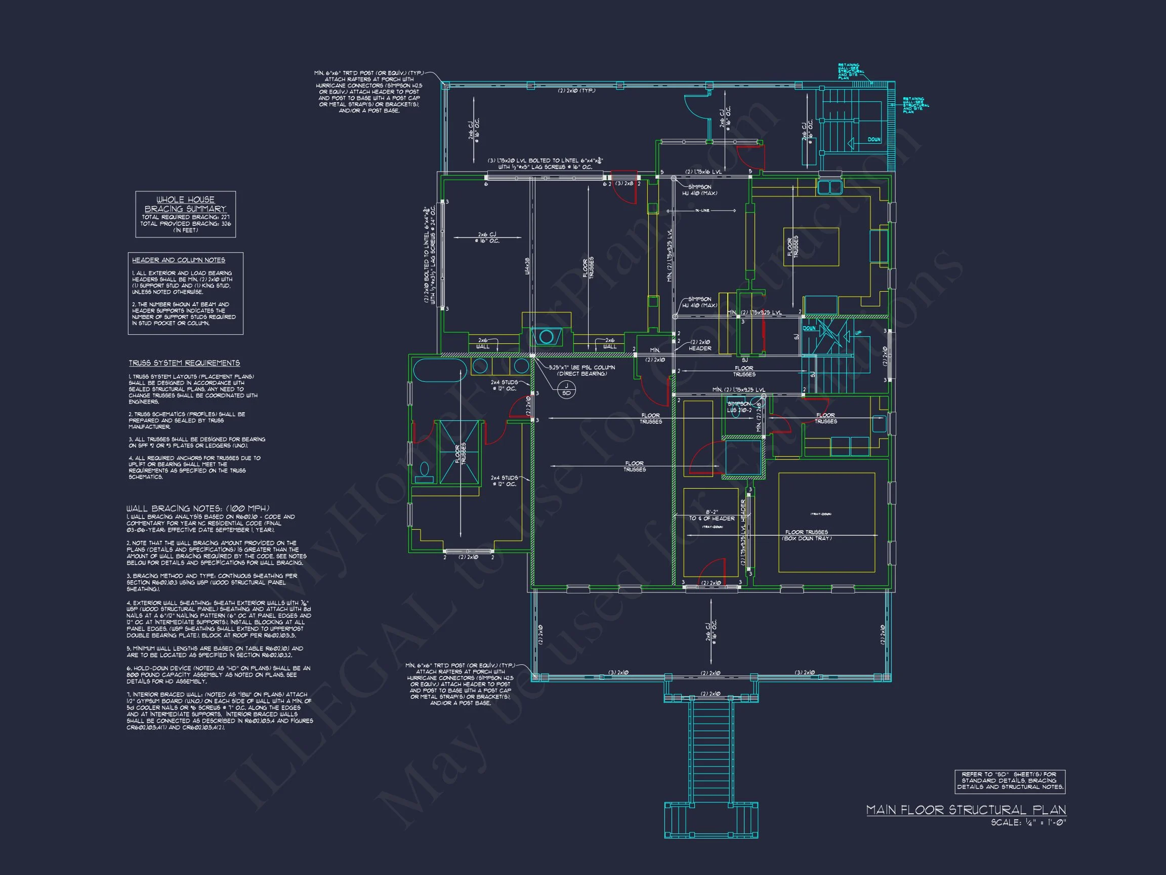 Traditional house Plan: CAD Floor Plan with 3 Stories