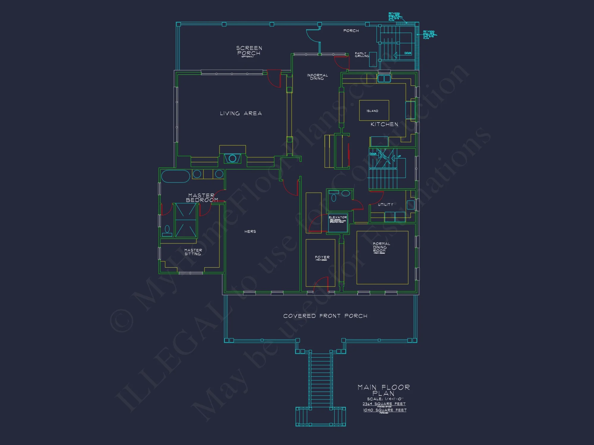 Traditional house Plan: CAD Floor Plan with 3 Stories