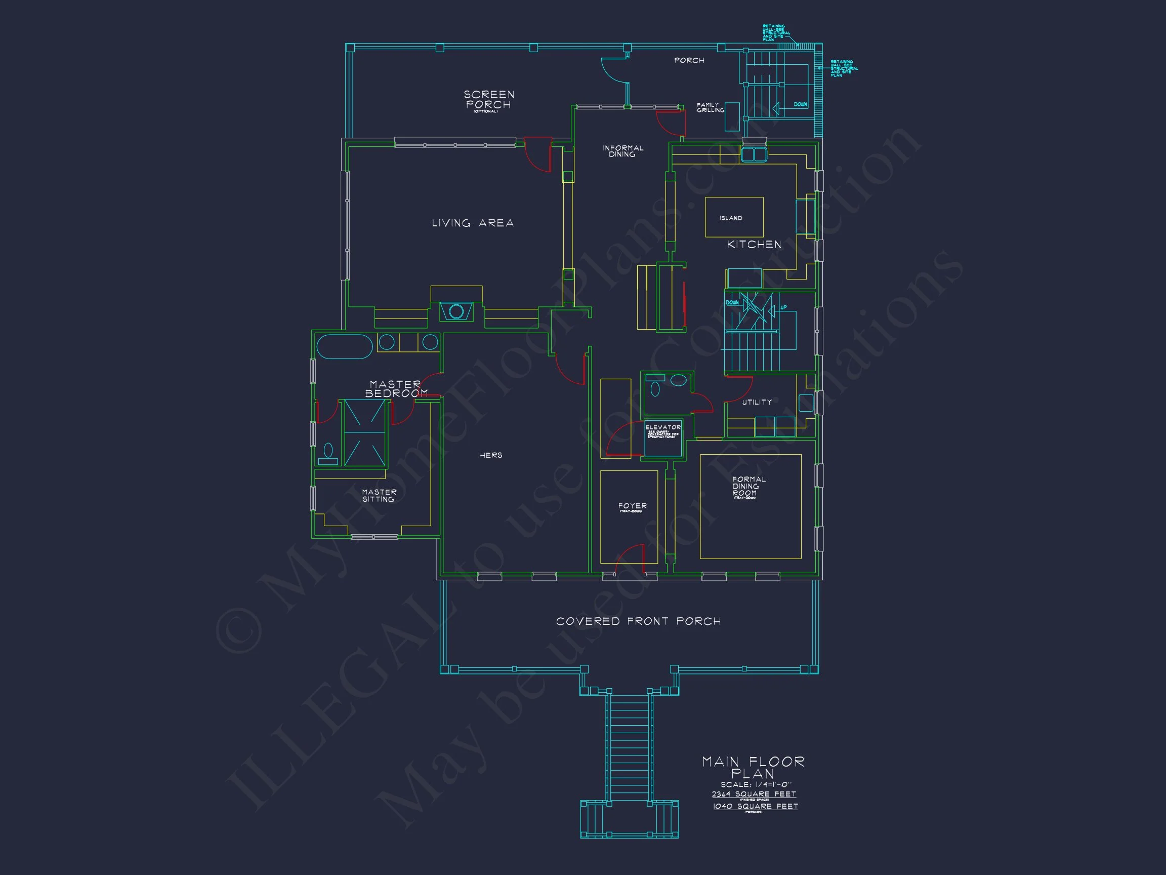 Traditional house Plan: CAD Floor Plan with 3 Stories