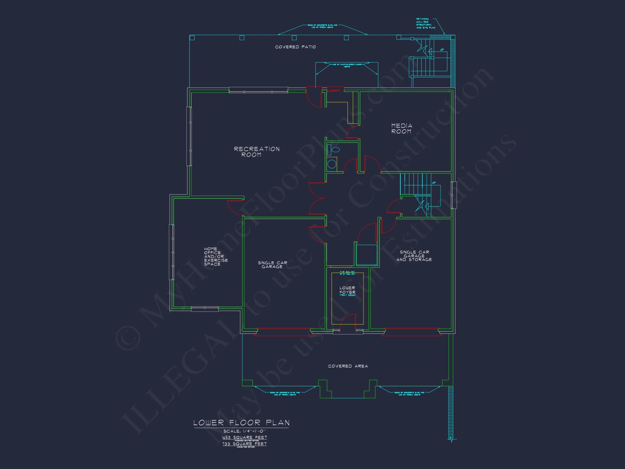 Traditional house Plan: CAD Floor Plan with 3 Stories