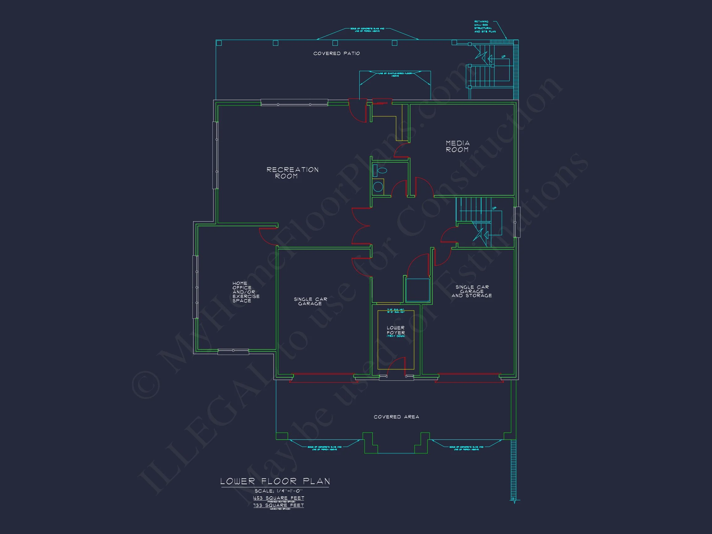 Traditional house Plan: CAD Floor Plan with 3 Stories
