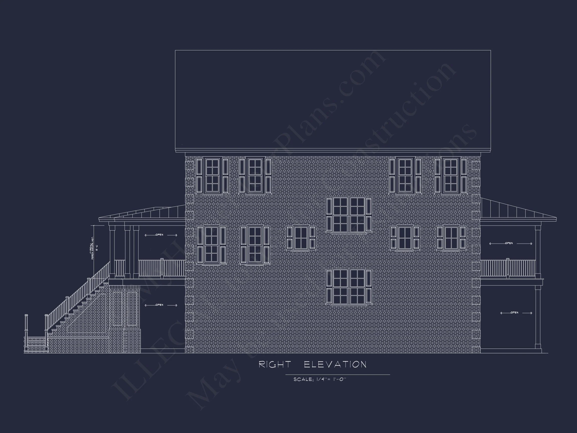 Traditional house Plan: CAD Floor Plan with 3 Stories