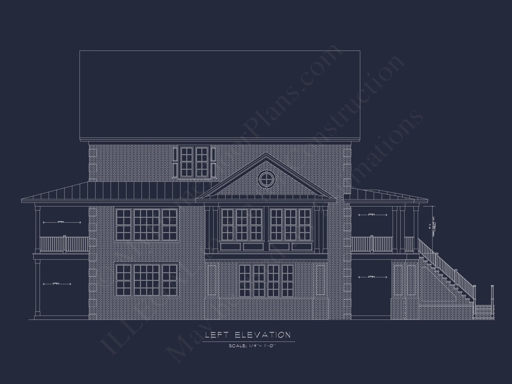 Traditional house Plan: CAD Floor Plan with 3 Stories
