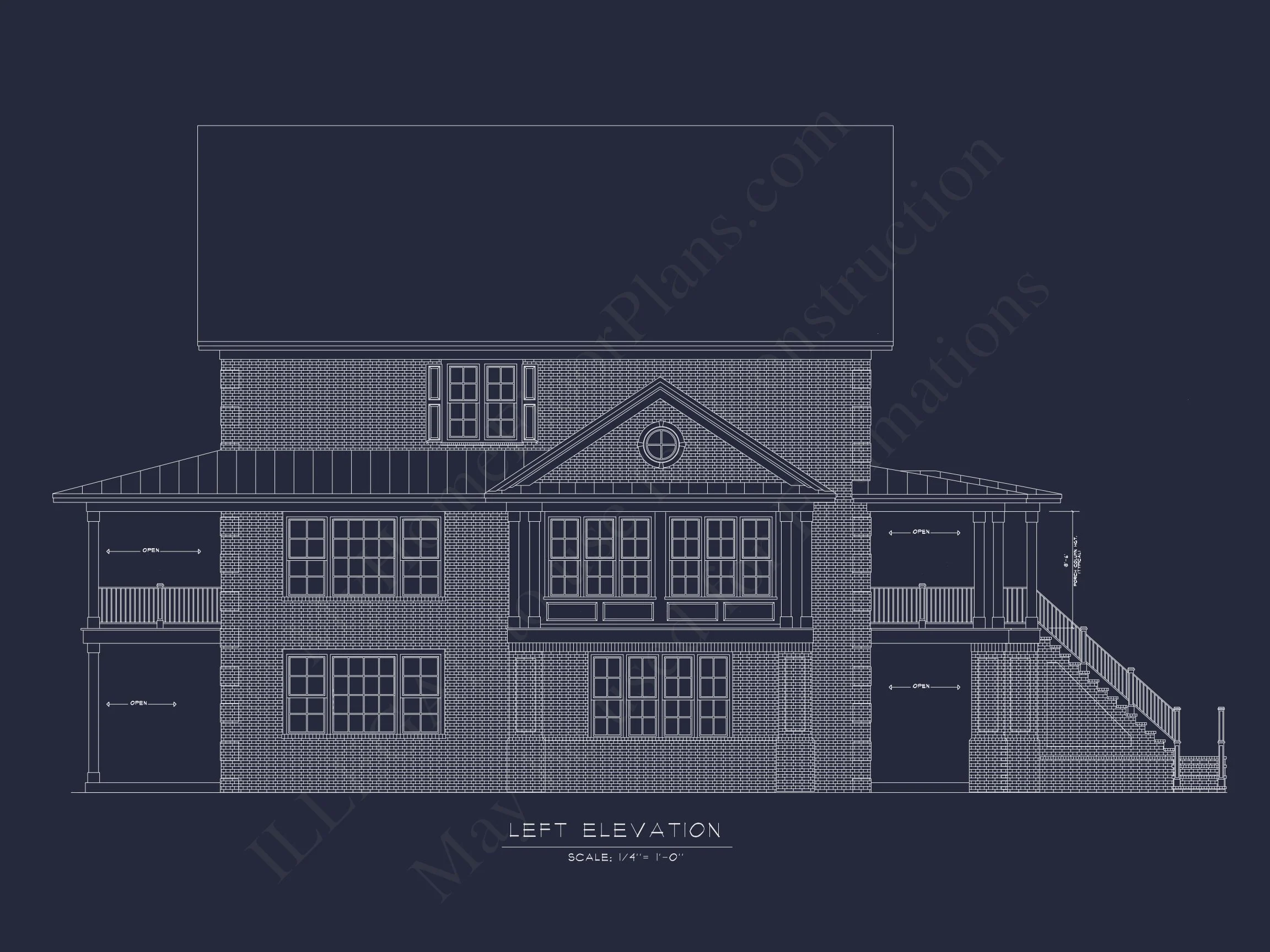 Traditional house Plan: CAD Floor Plan with 3 Stories