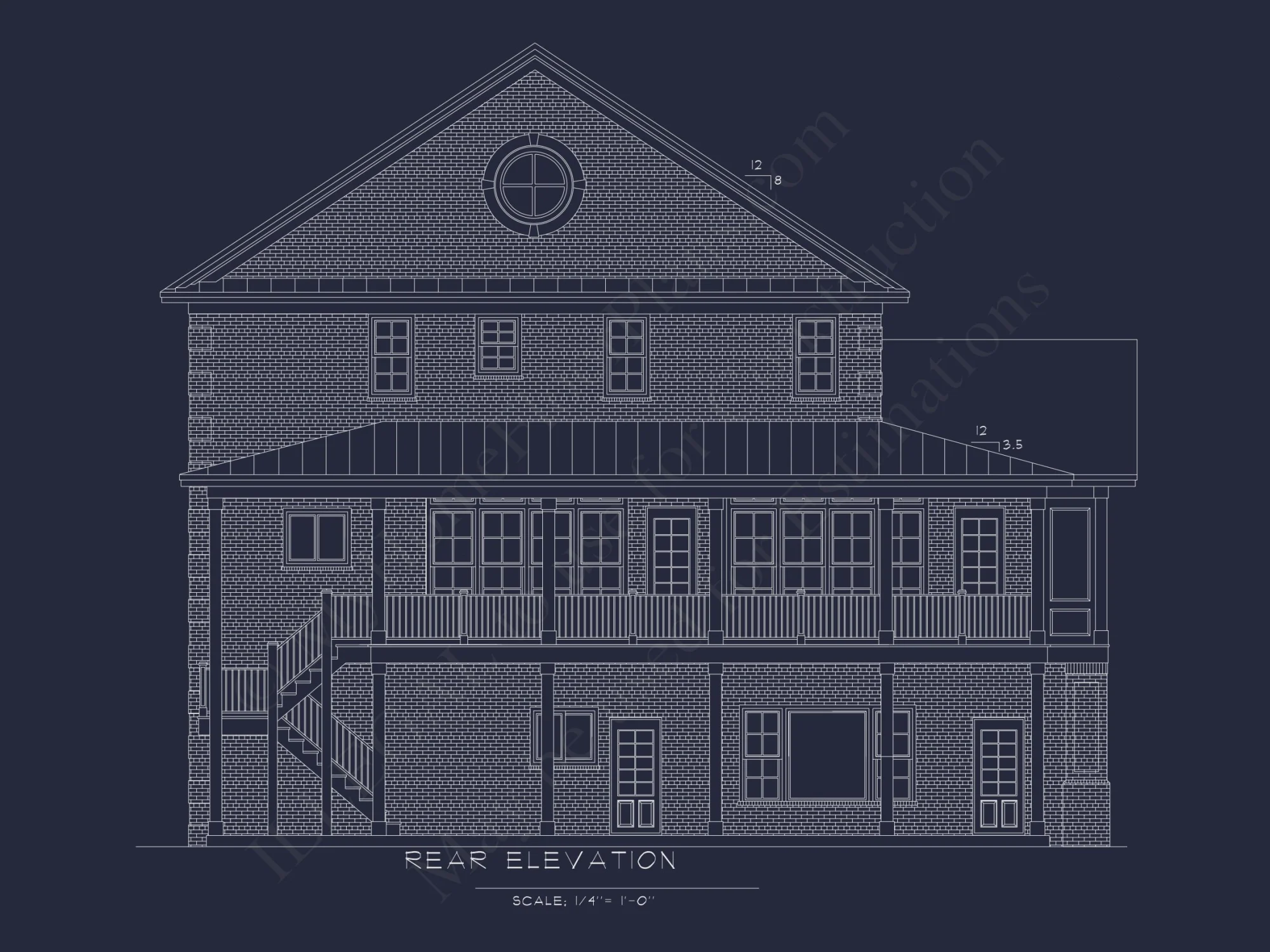 Traditional house Plan: CAD Floor Plan with 3 Stories