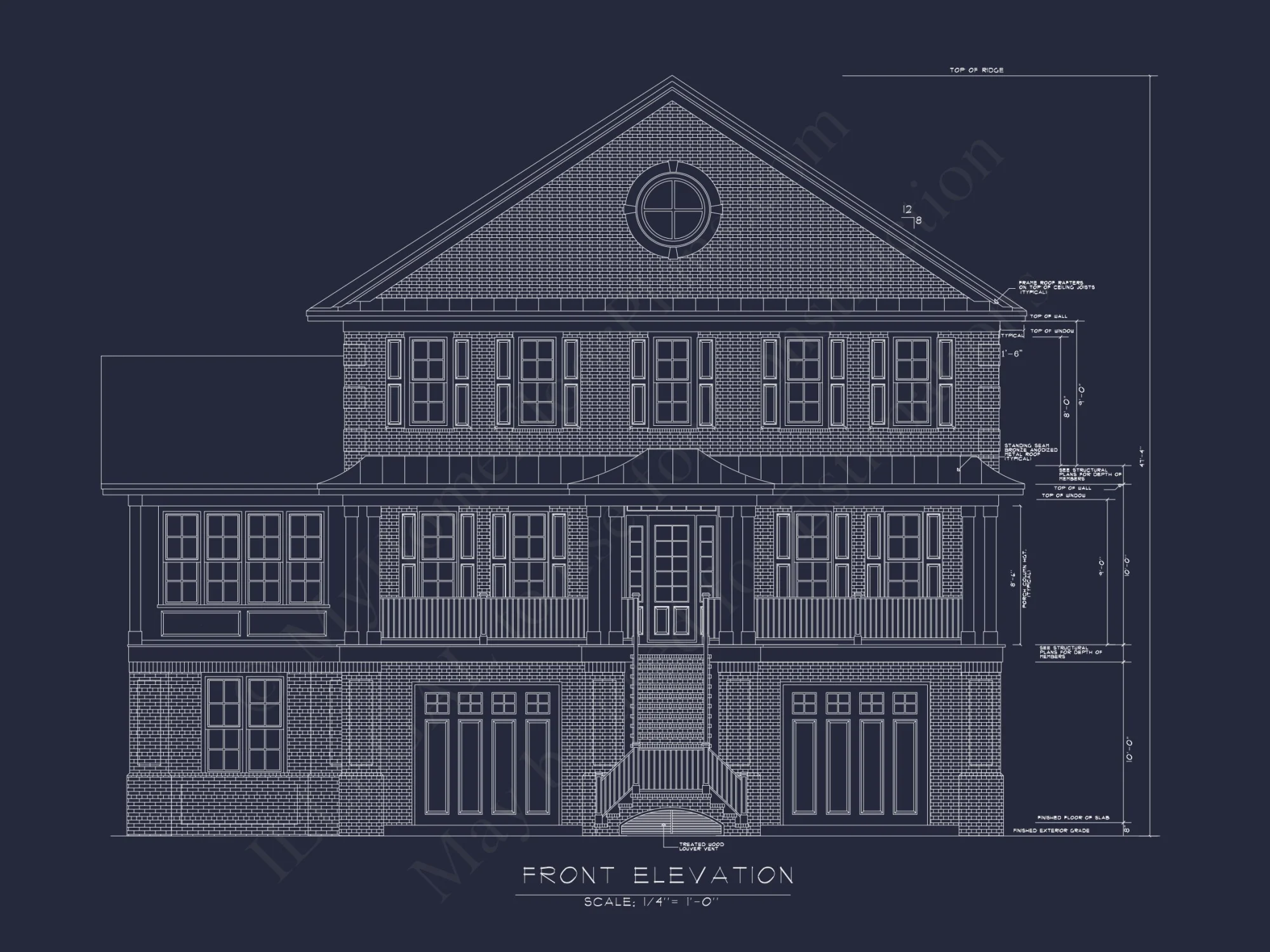 Traditional house Plan: CAD Floor Plan with 3 Stories