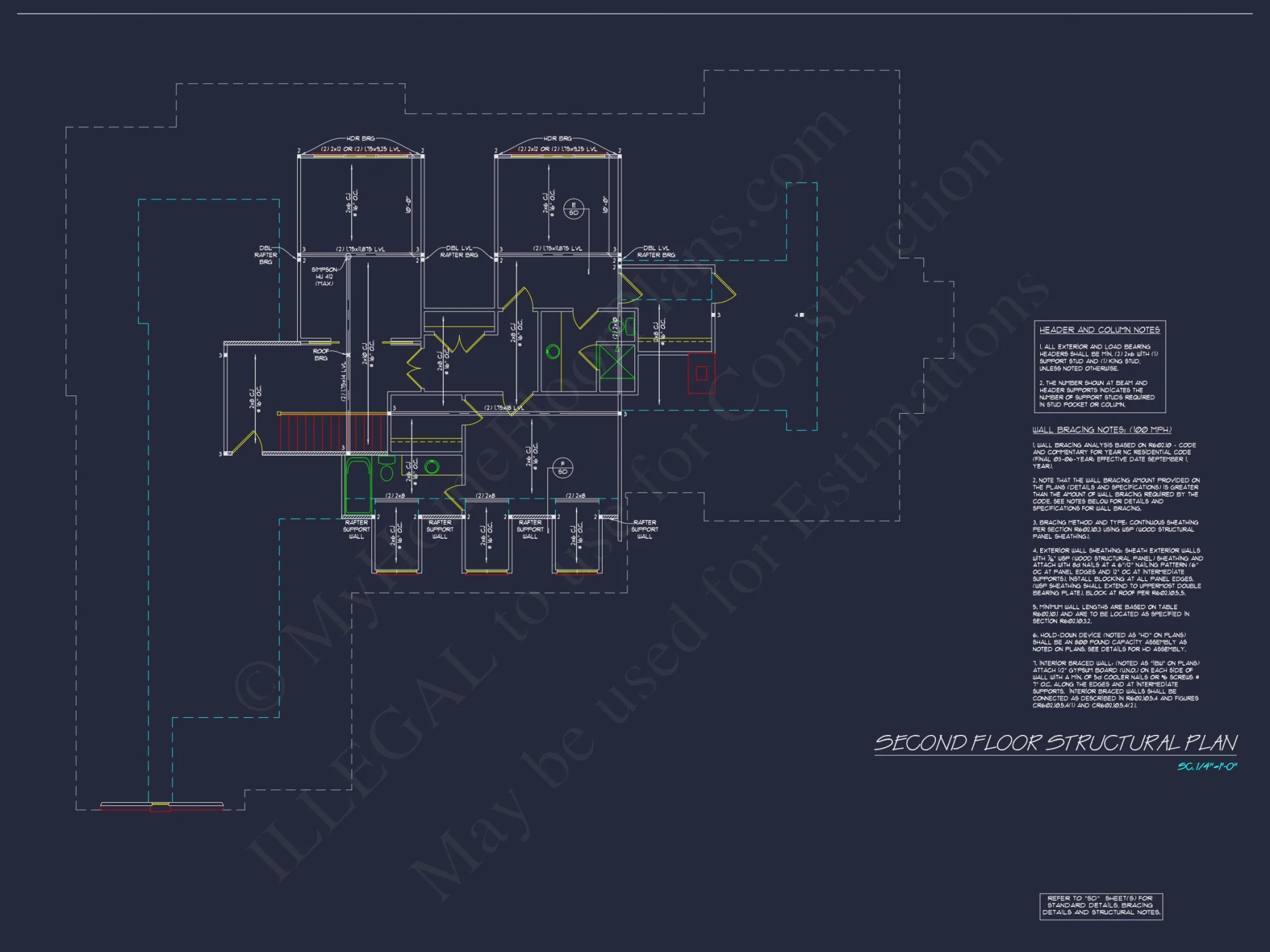 Elegant house Plan: CAD Architectural Blueprint with 4 Beds