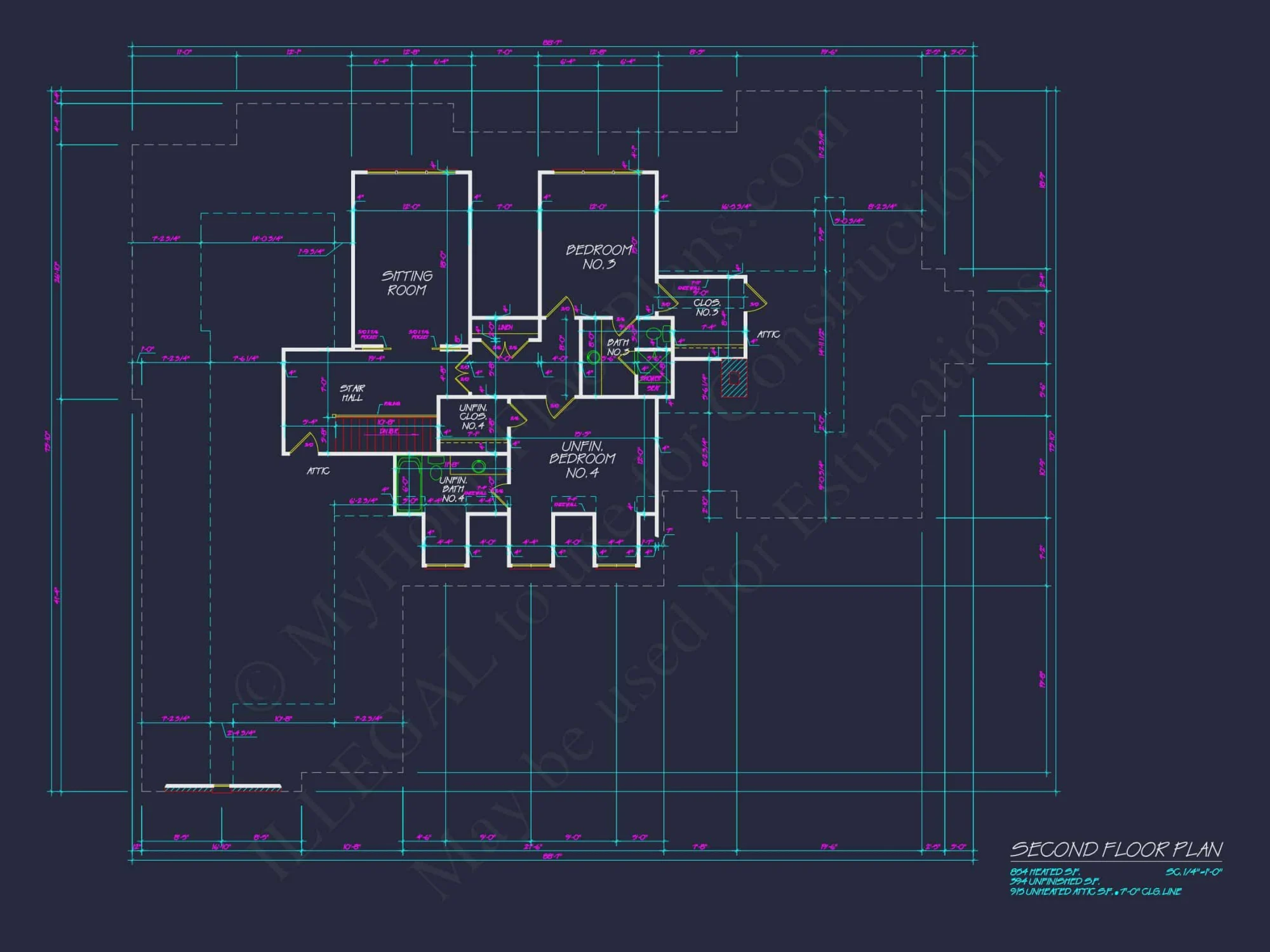 Elegant house Plan: CAD Architectural Blueprint with 4 Beds