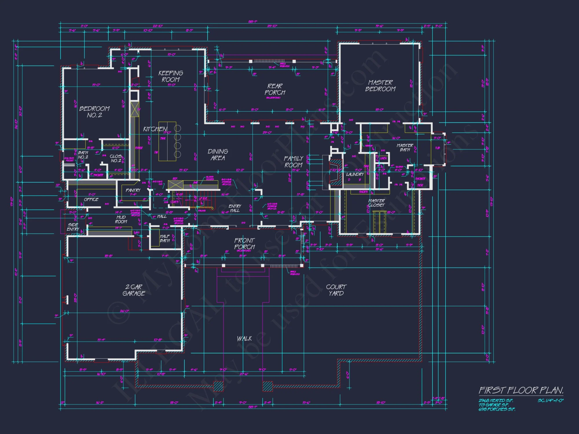 Elegant house Plan: CAD Architectural Blueprint with 4 Beds