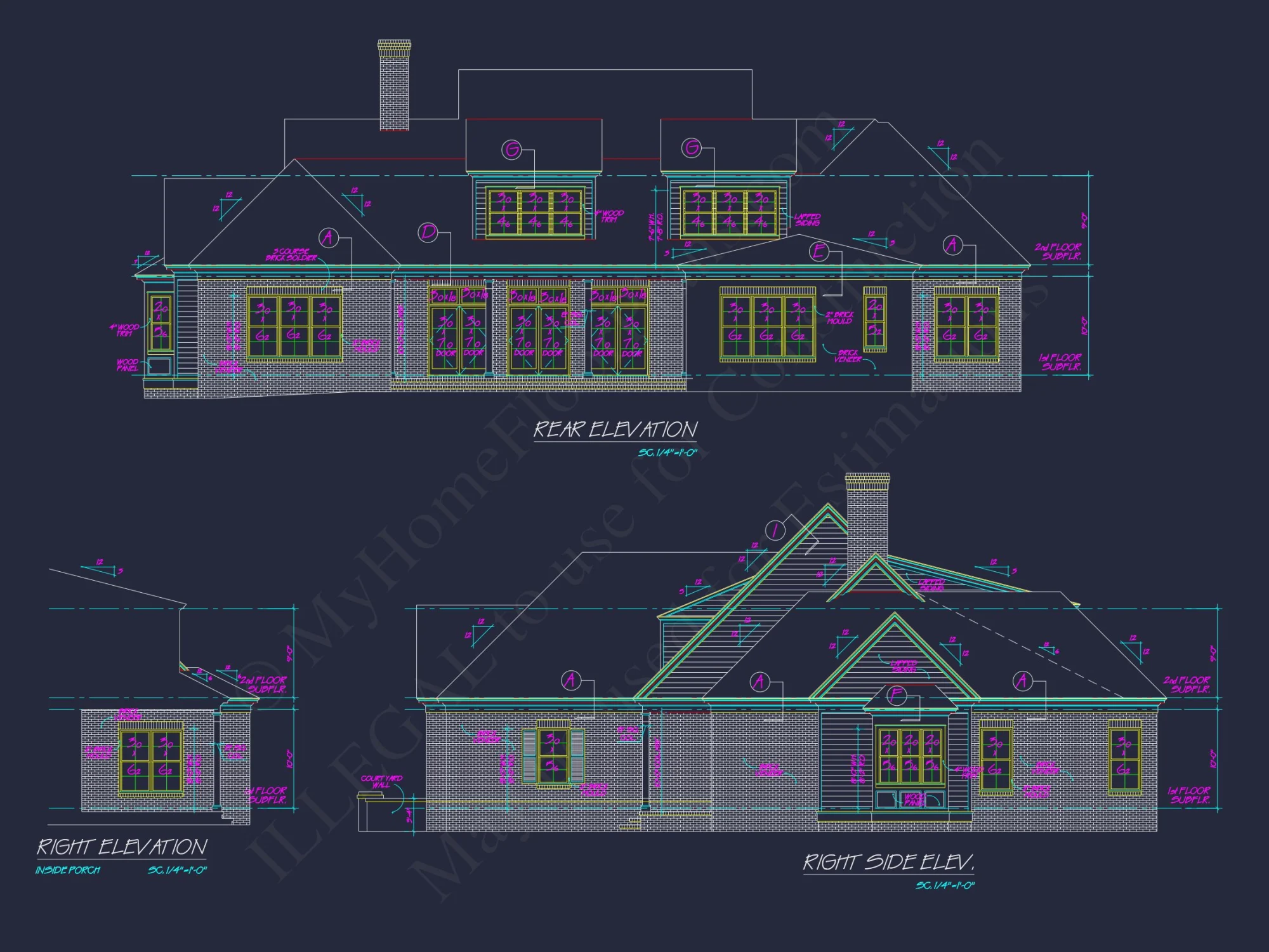 Elegant house Plan: CAD Architectural Blueprint with 4 Beds