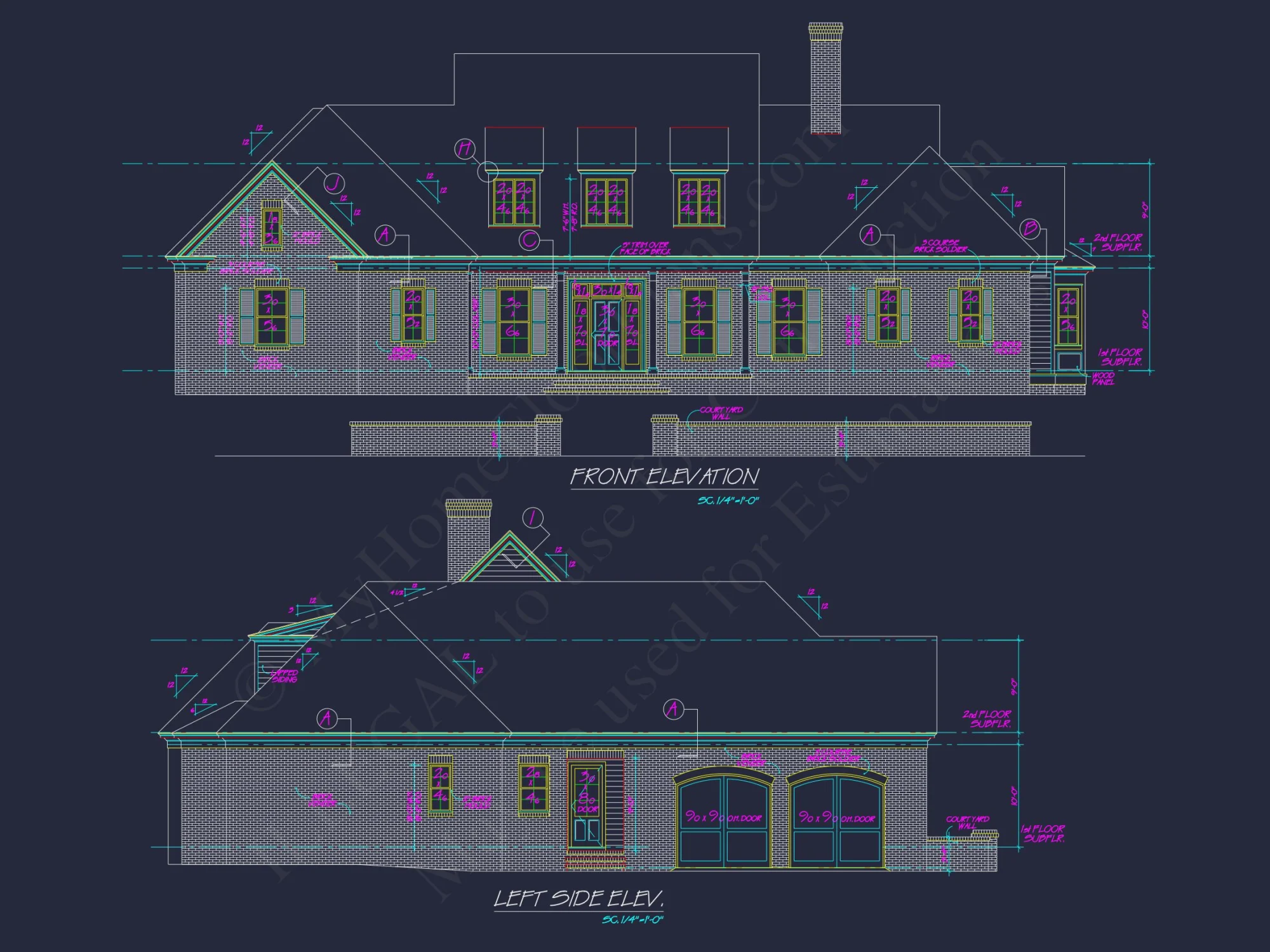 Elegant house Plan: CAD Architectural Blueprint with 4 Beds