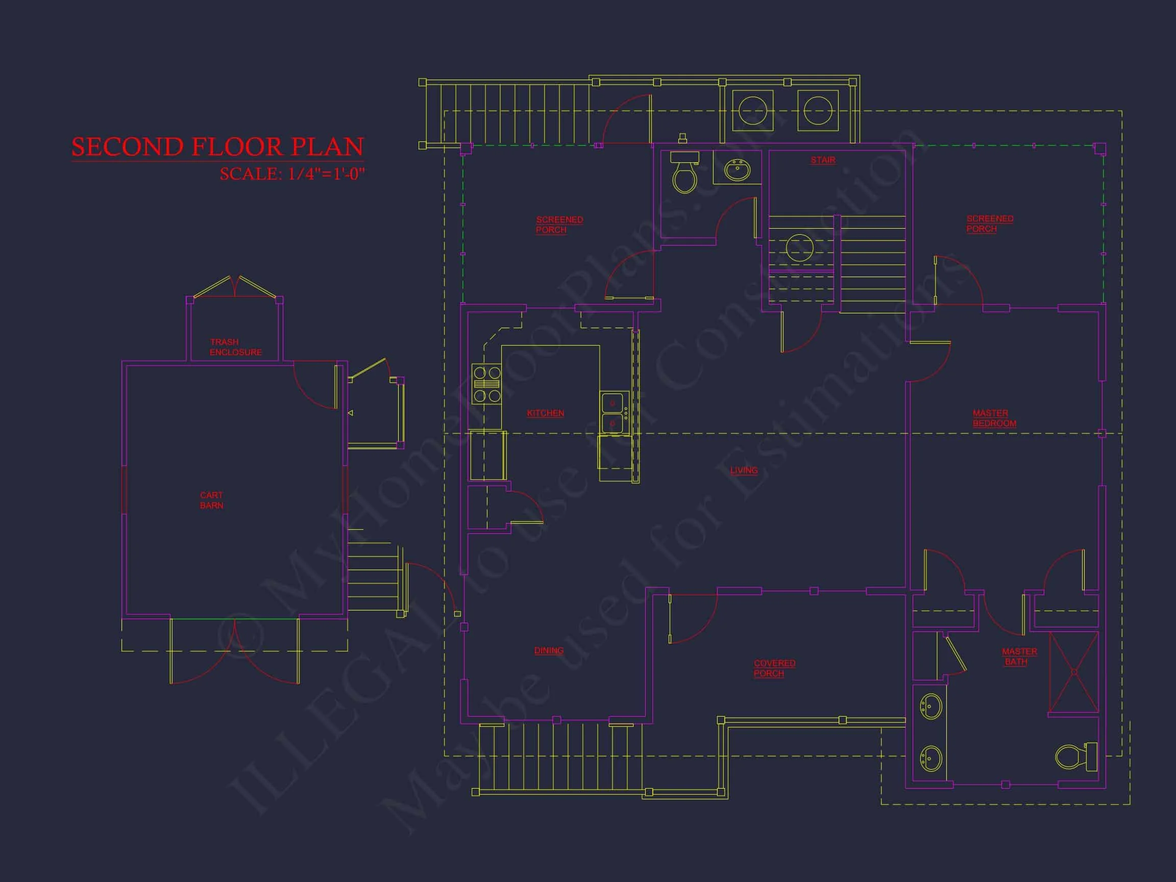 Charming Beach house Plan with 4 Beds, 2 Floors, CAD Designs