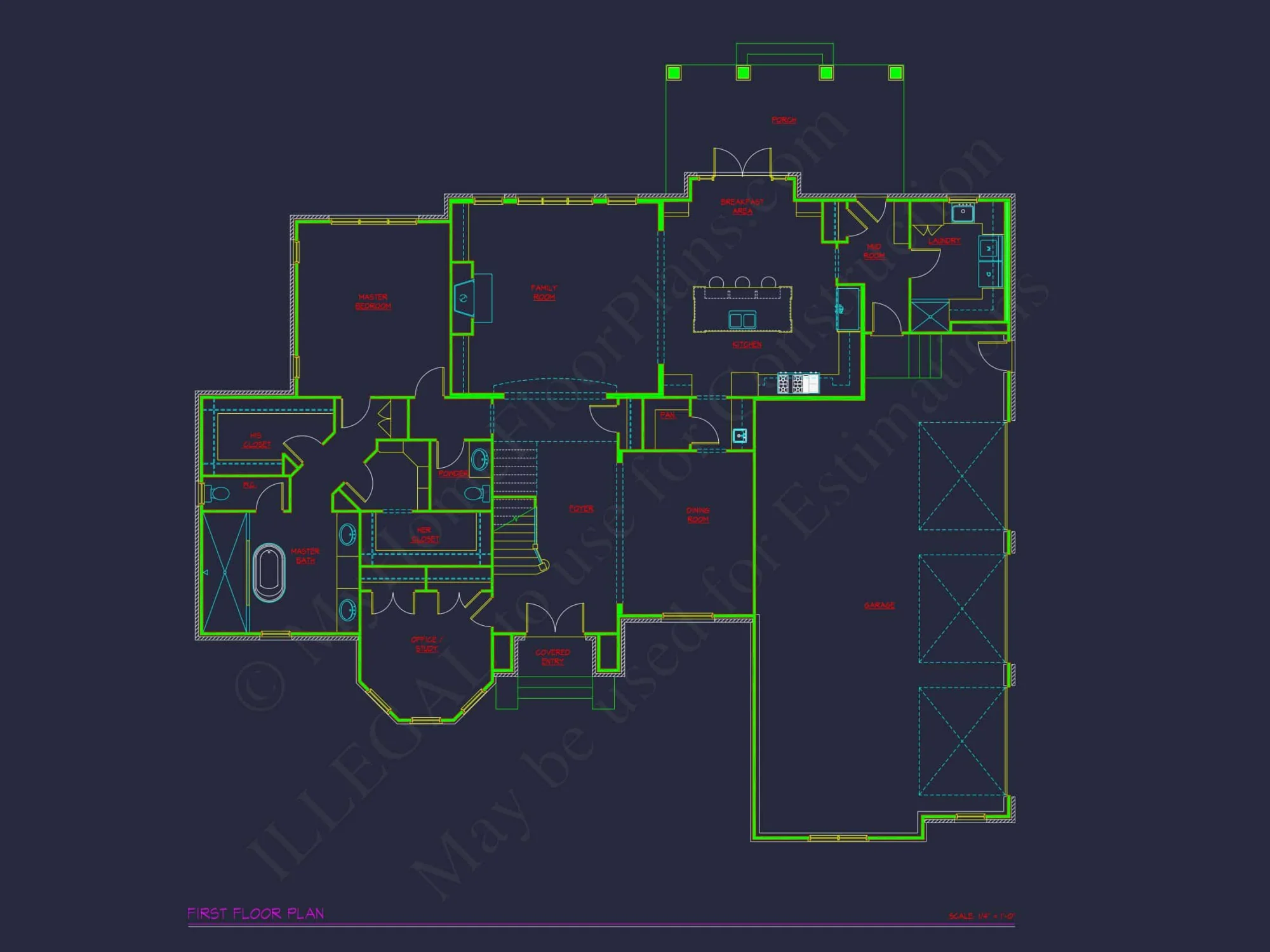 Elegant 2-Story house Plan with 5 Bedrooms and CAD Designs