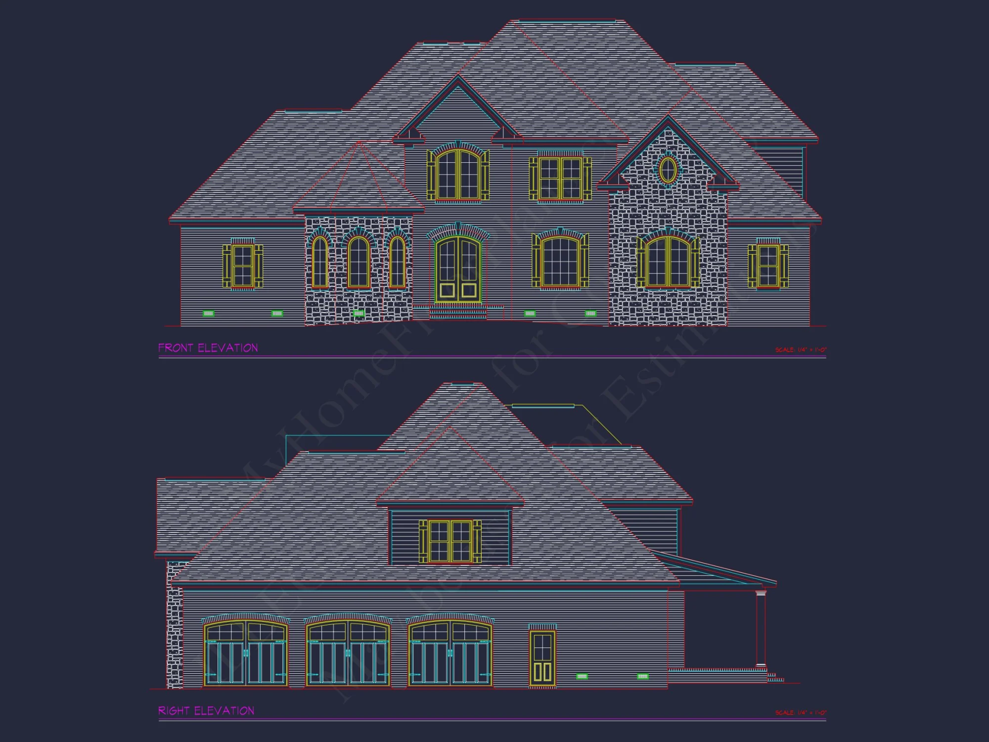 Elegant 2-Story house Plan with 5 Bedrooms and CAD Designs